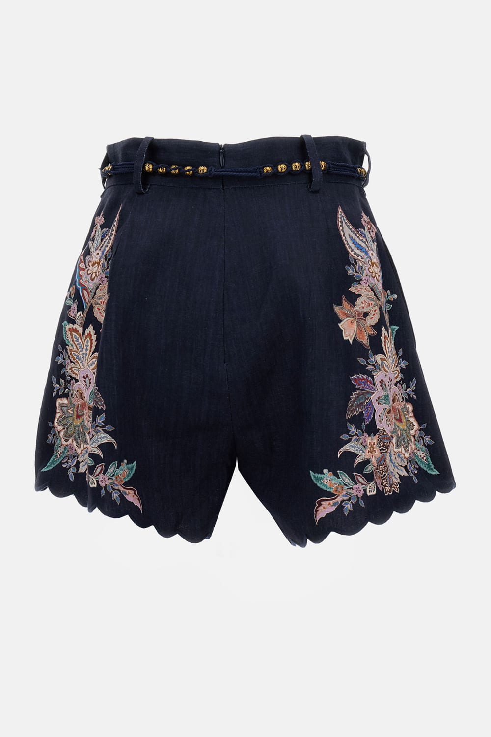 Zimmermann Womens Navy Multi Paisley Rhiannon Floral Linen Shorts Xs