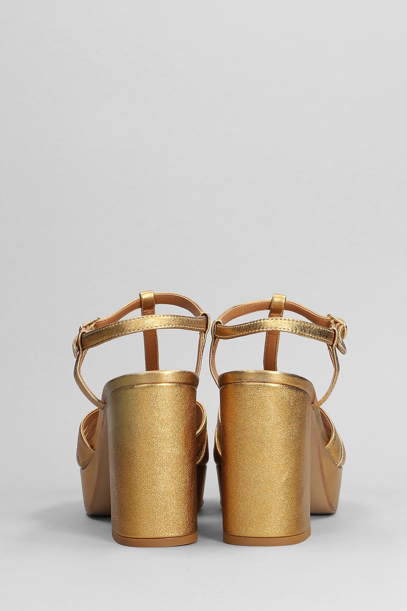 Shop Julie Dee Sandals In Bronze Leather