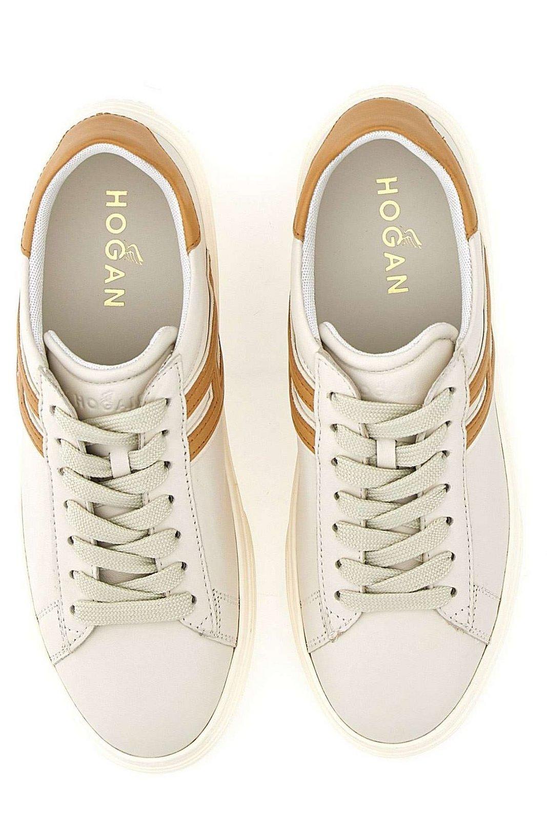 Shop Hogan H365 Lace-up Sneakers In Natural