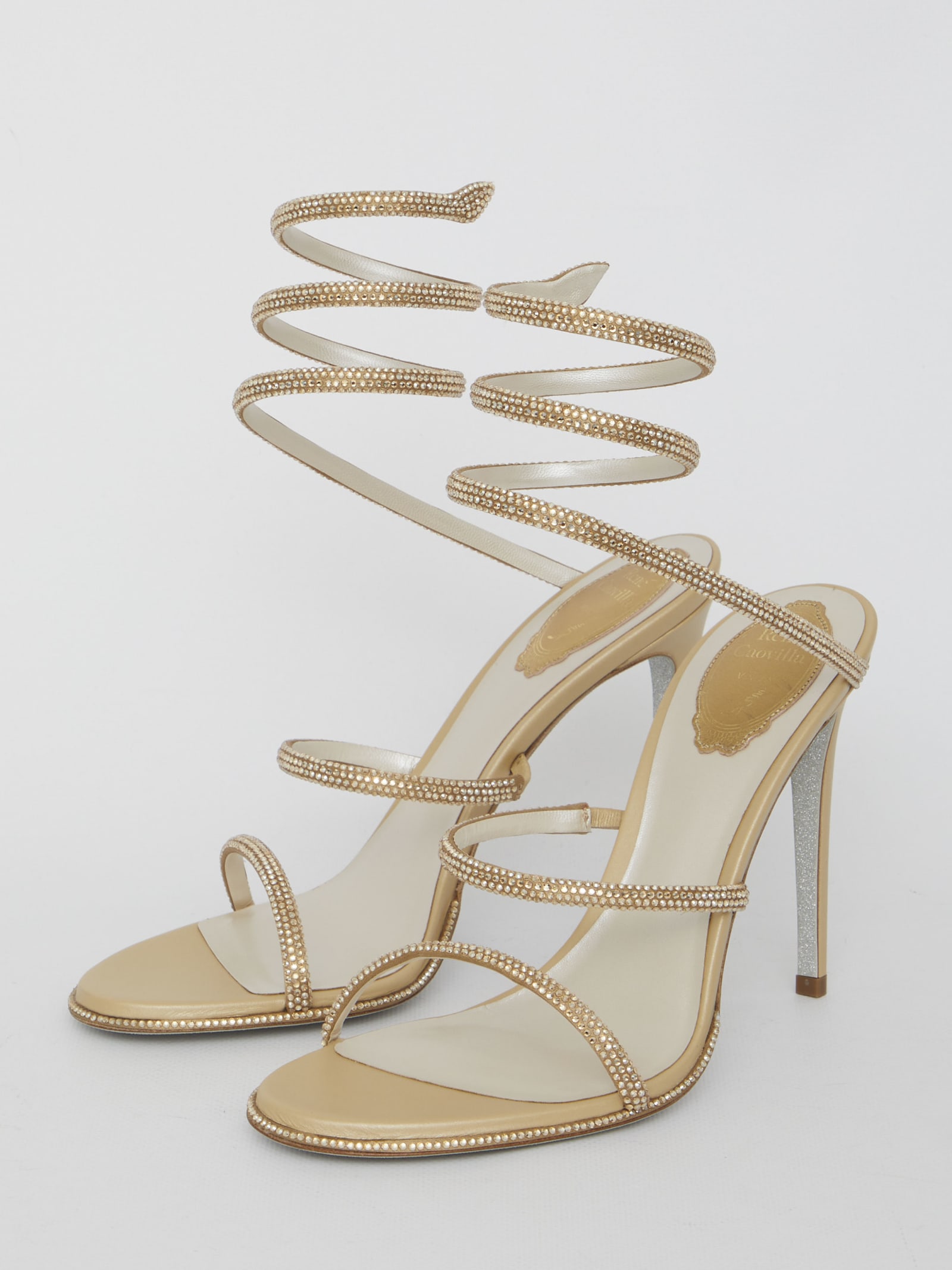 Shop René Caovilla Cleo 105 Sandals In Champagne