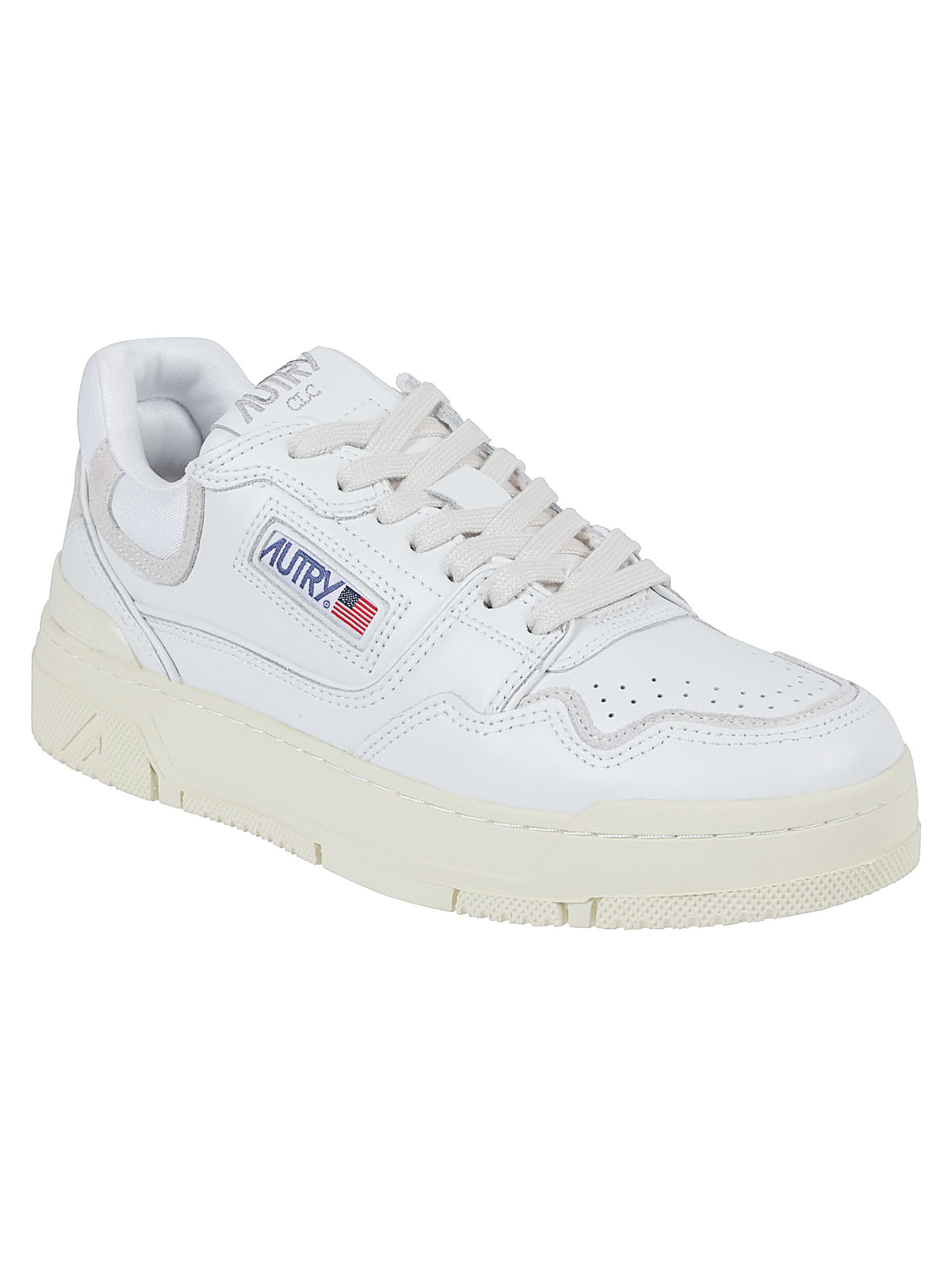 Autry White Sneakers With Smooth And Suede Textures In White
