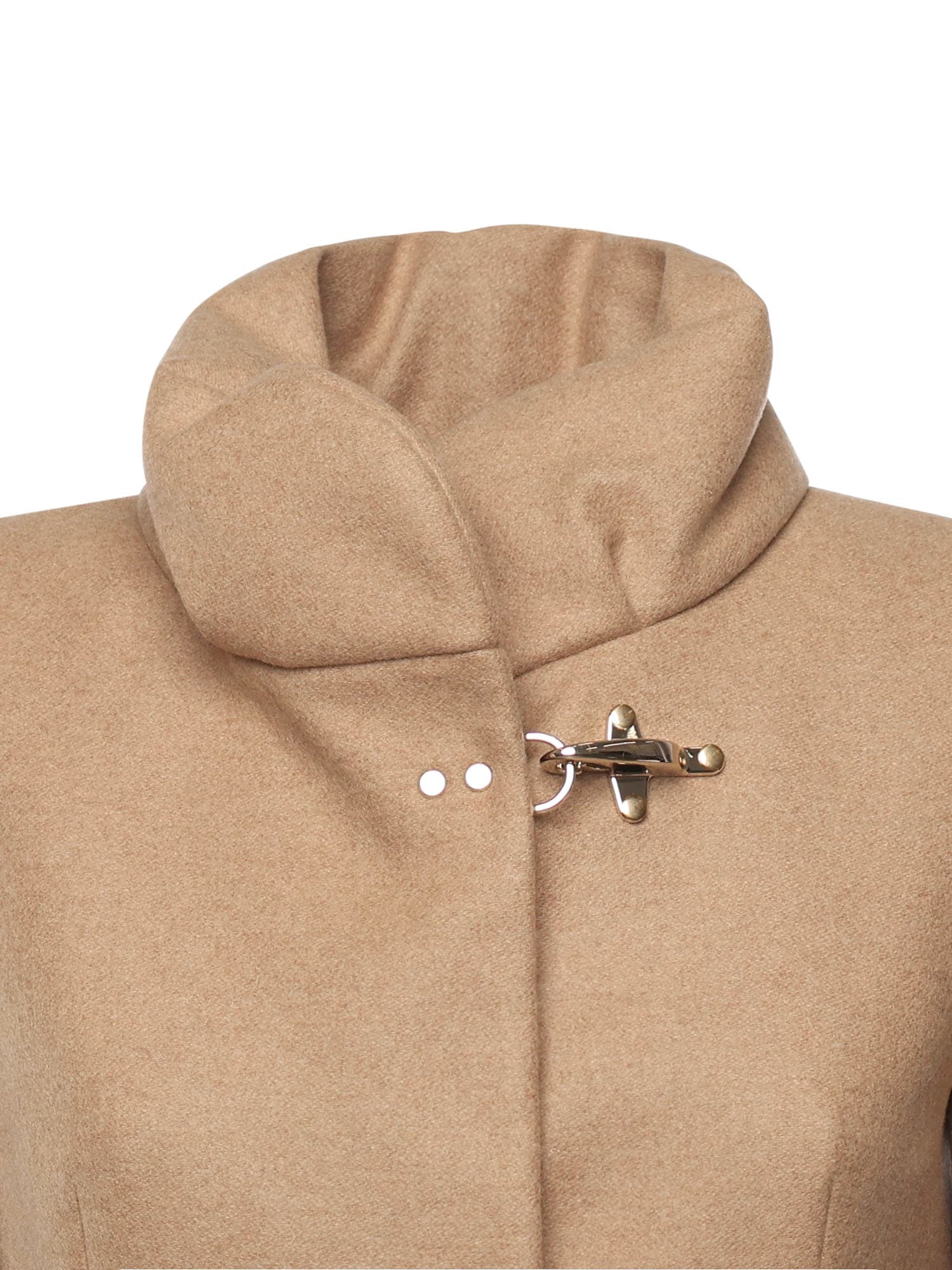 Fay Romantic Coat In Melange Wool Cloth In Brown