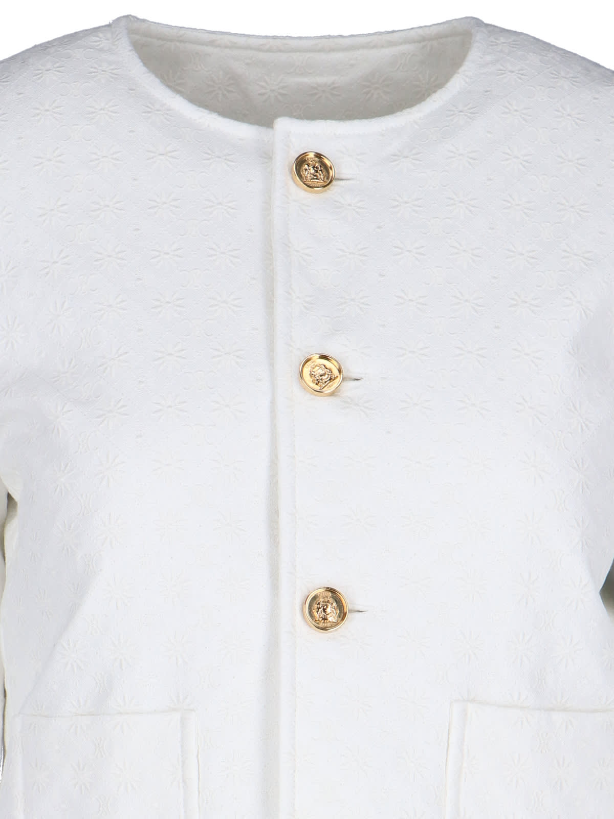 Celine Long-sleeved Leather Jacket In White