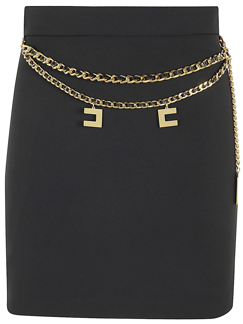 Shop Elisabetta Franchi Mini Skirt With Chain In Black