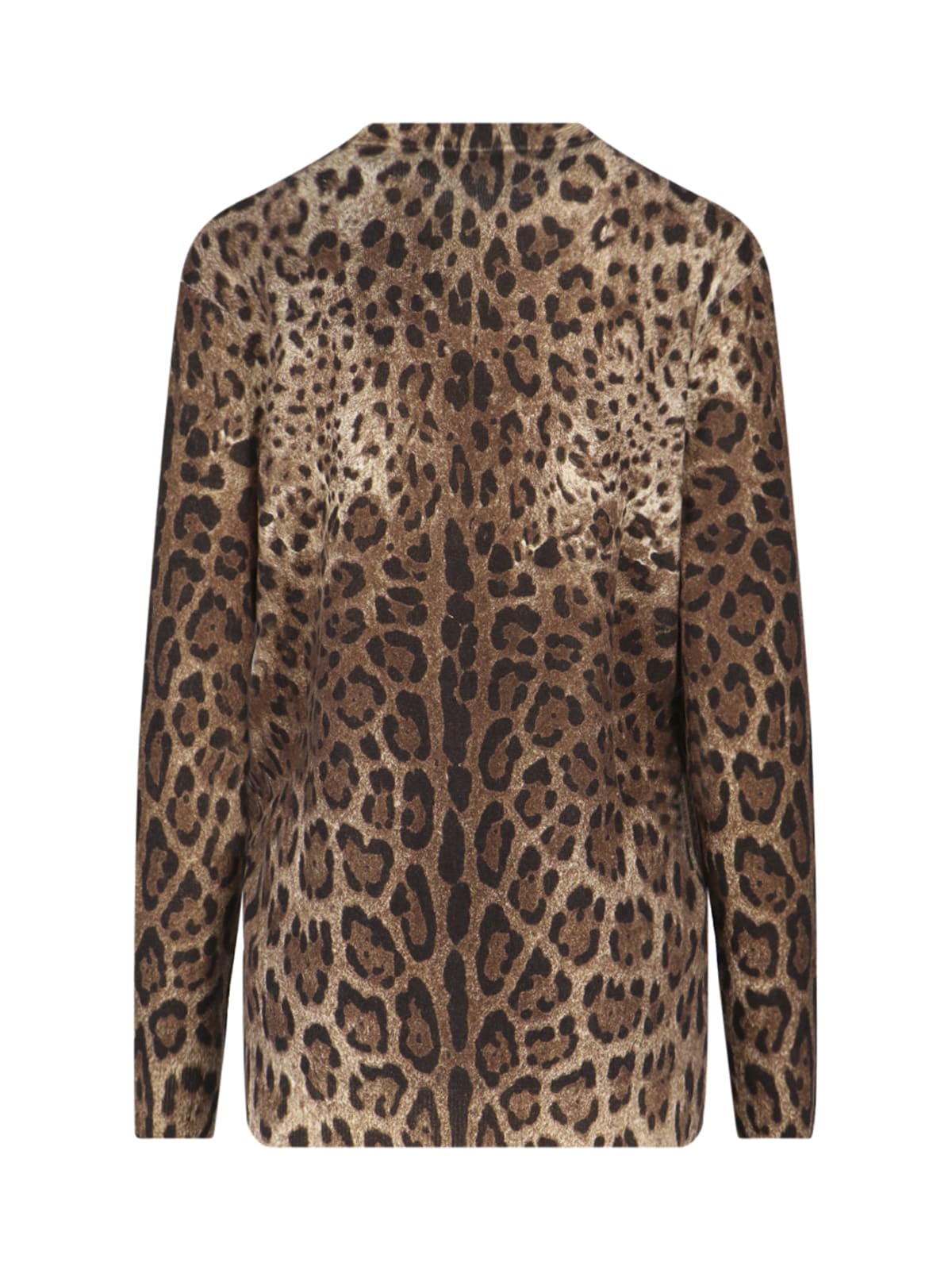Dolce & Gabbana Leopard-print Cashmere Cardigan In Brown