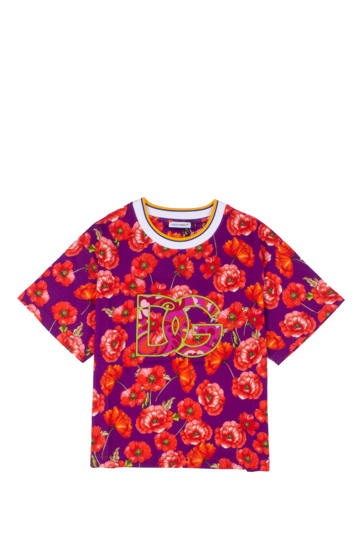 Dolce & Gabbana Babies' Logo Floral Cotton T-shirt In Multicolor