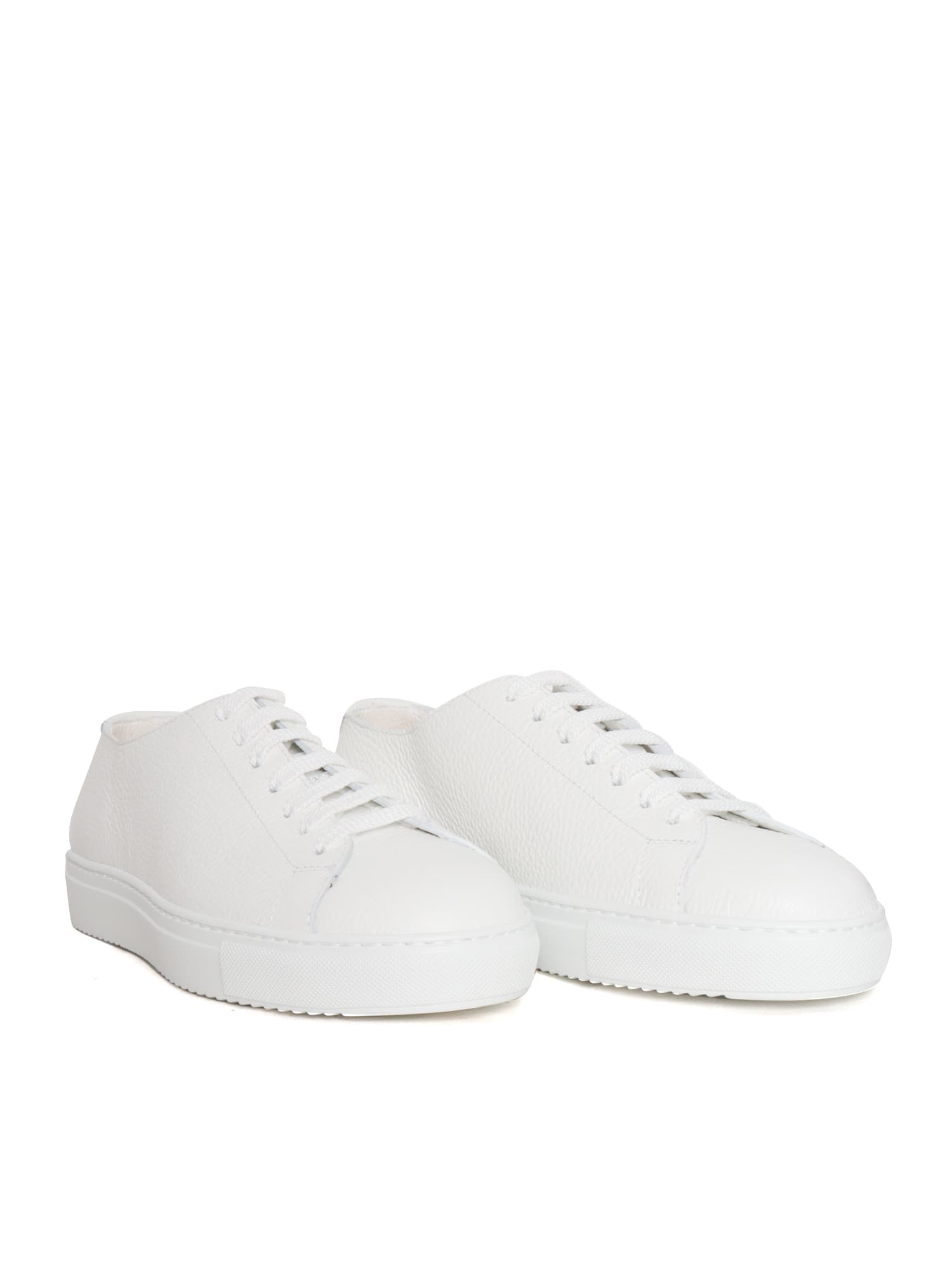 Shop Doucal's White Leather Sneakers