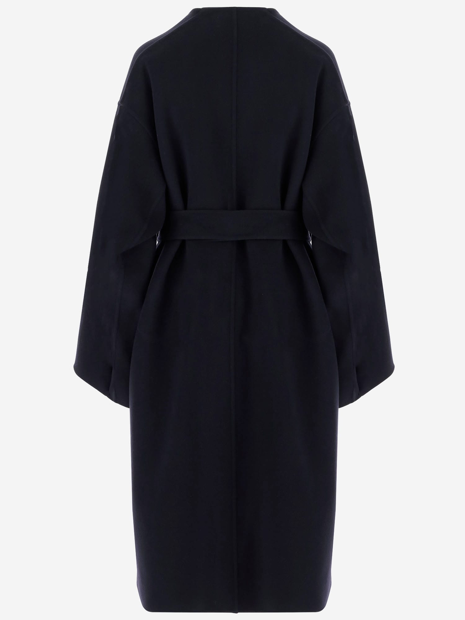Carven Wool And Cashmere Wrap Coat In Blue