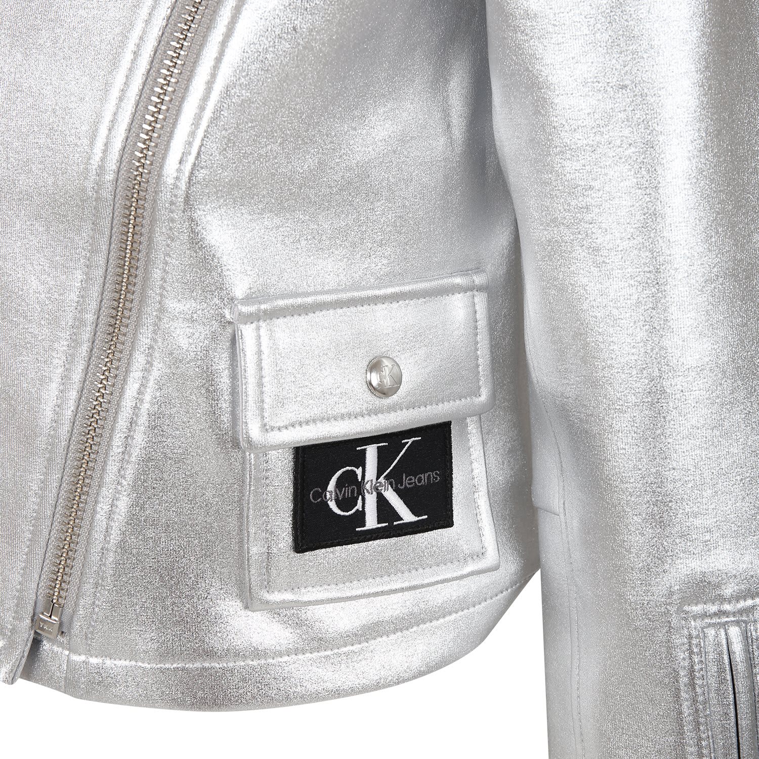 Shop Calvin Klein Silver Jacket For Girl With Logo