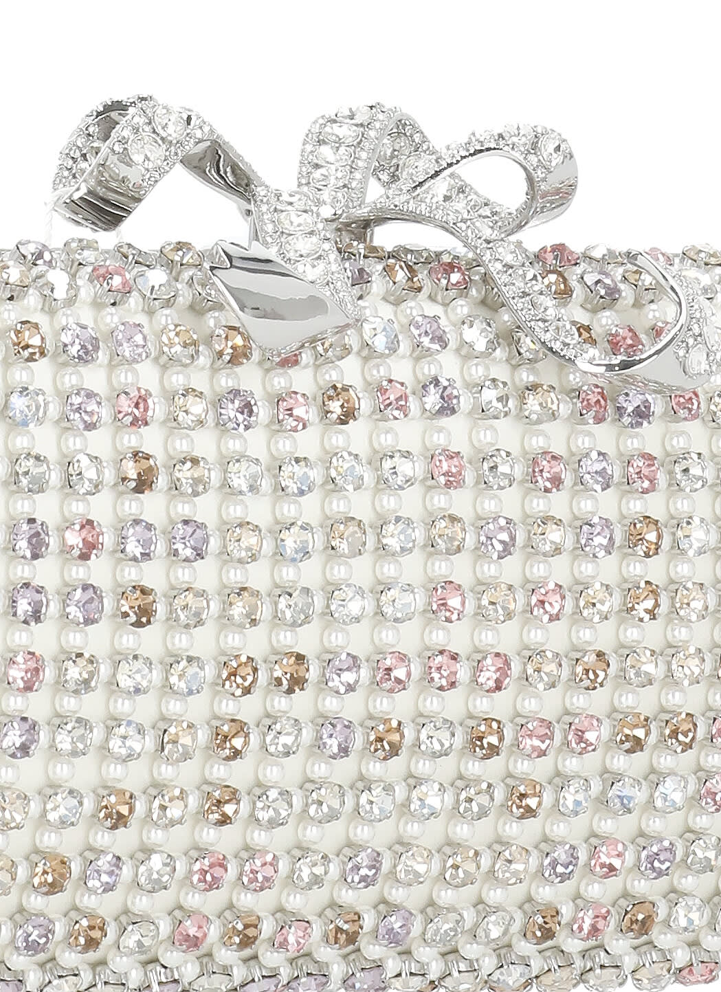 Self-portrait Multi Crystal Clutch Bag In White