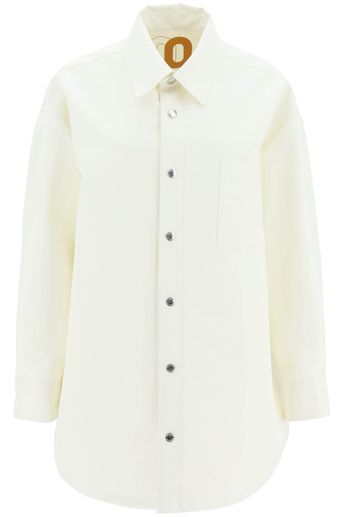 Shop Khrisjoy Oversized Boyfriend Shirt Jacket In Off White (white)