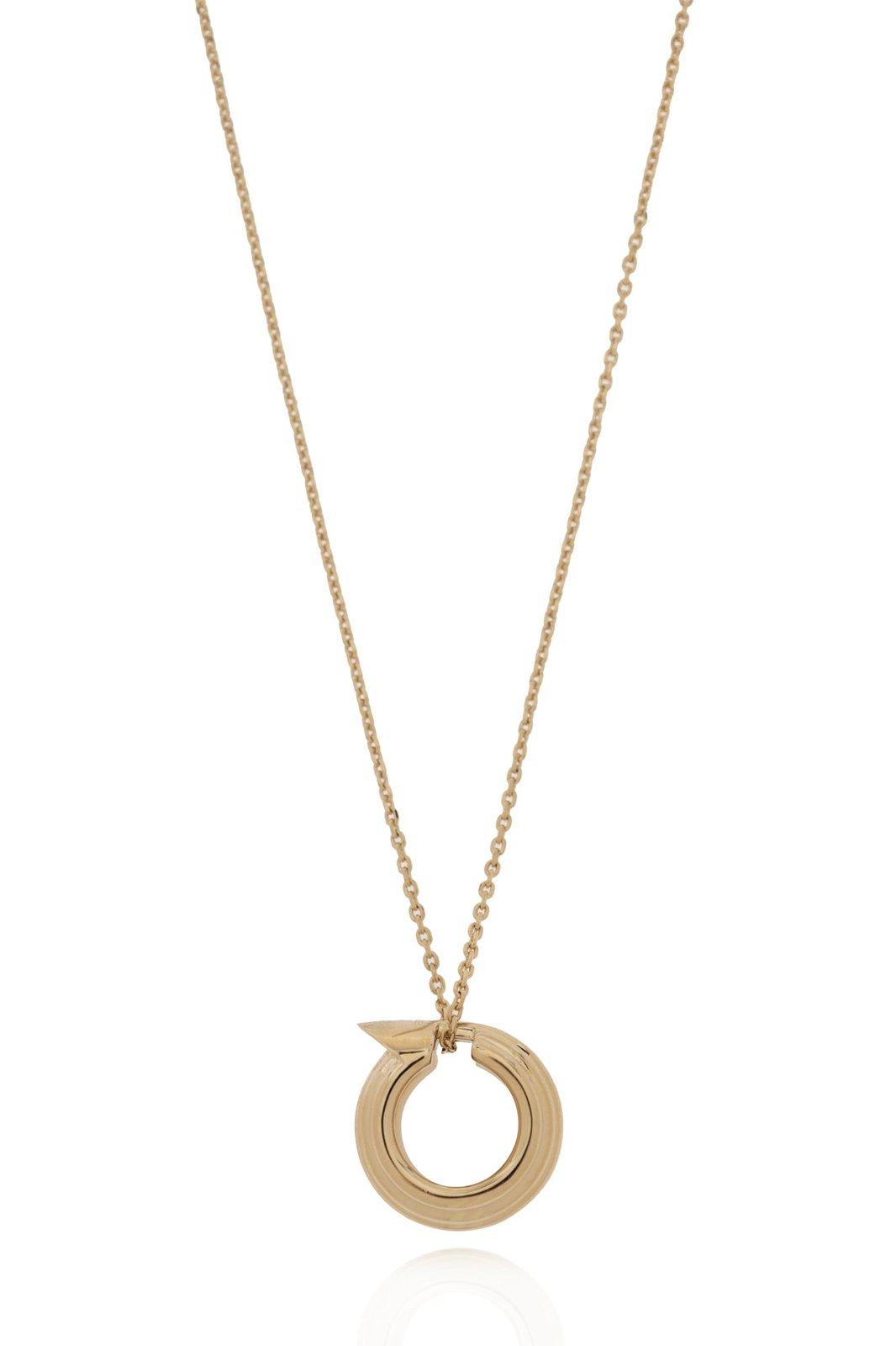 Ferragamo Asymmetric Gancini Pendant Necklace In Yellow