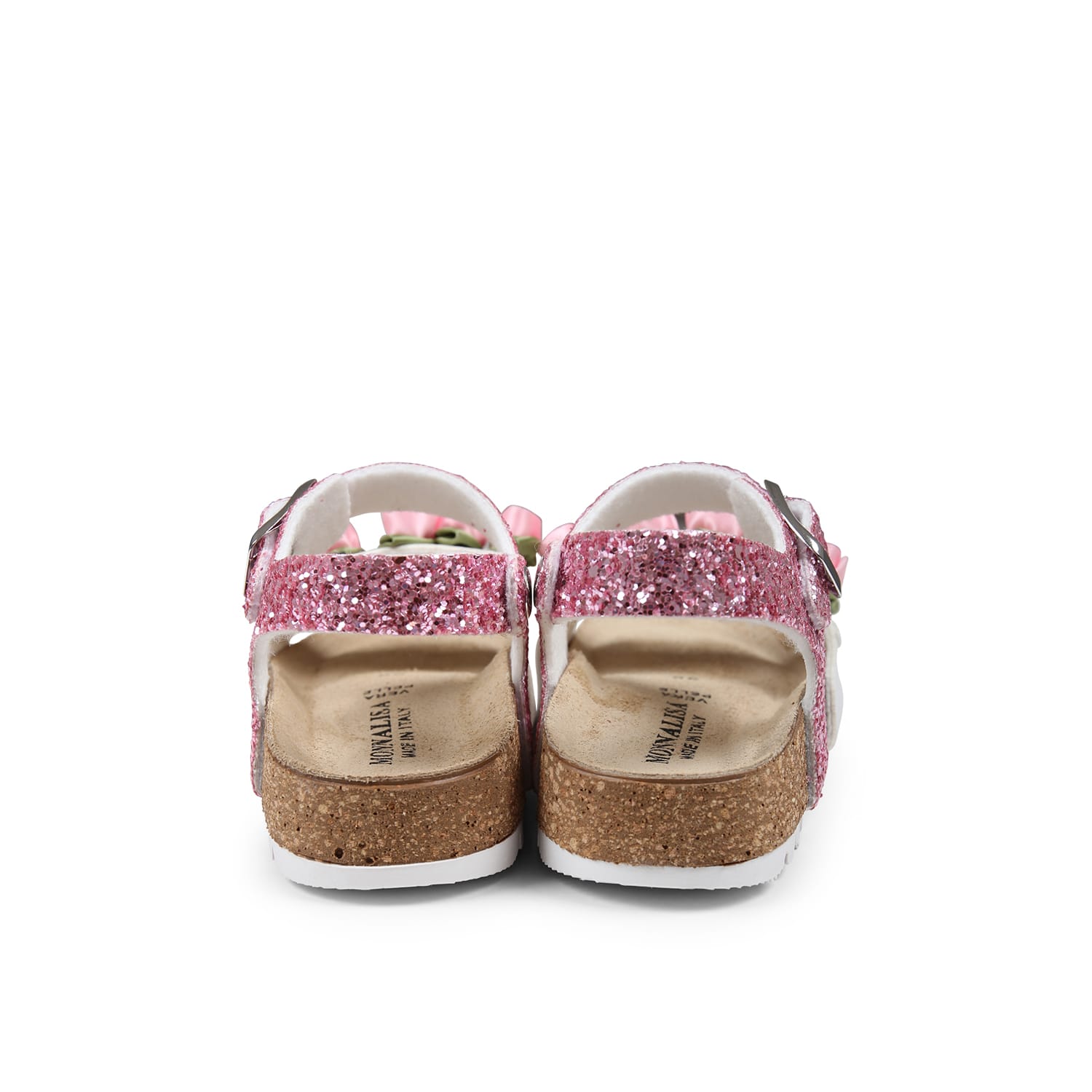 MONNALISA PINK SANDALS FOR GIRL WITH ROSES 