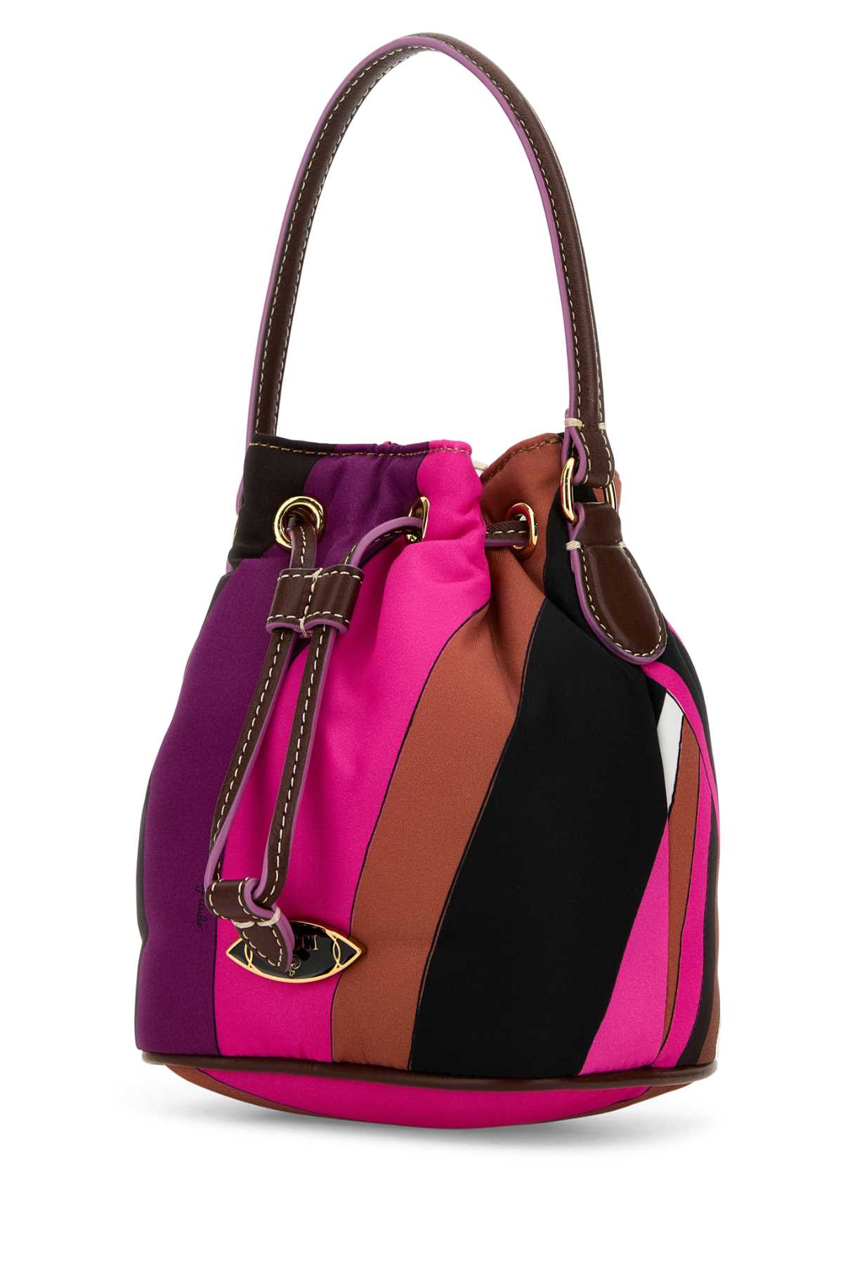 Shop Pucci Printed Nylon Yummy Bucket Bag In Fuxiamarrone