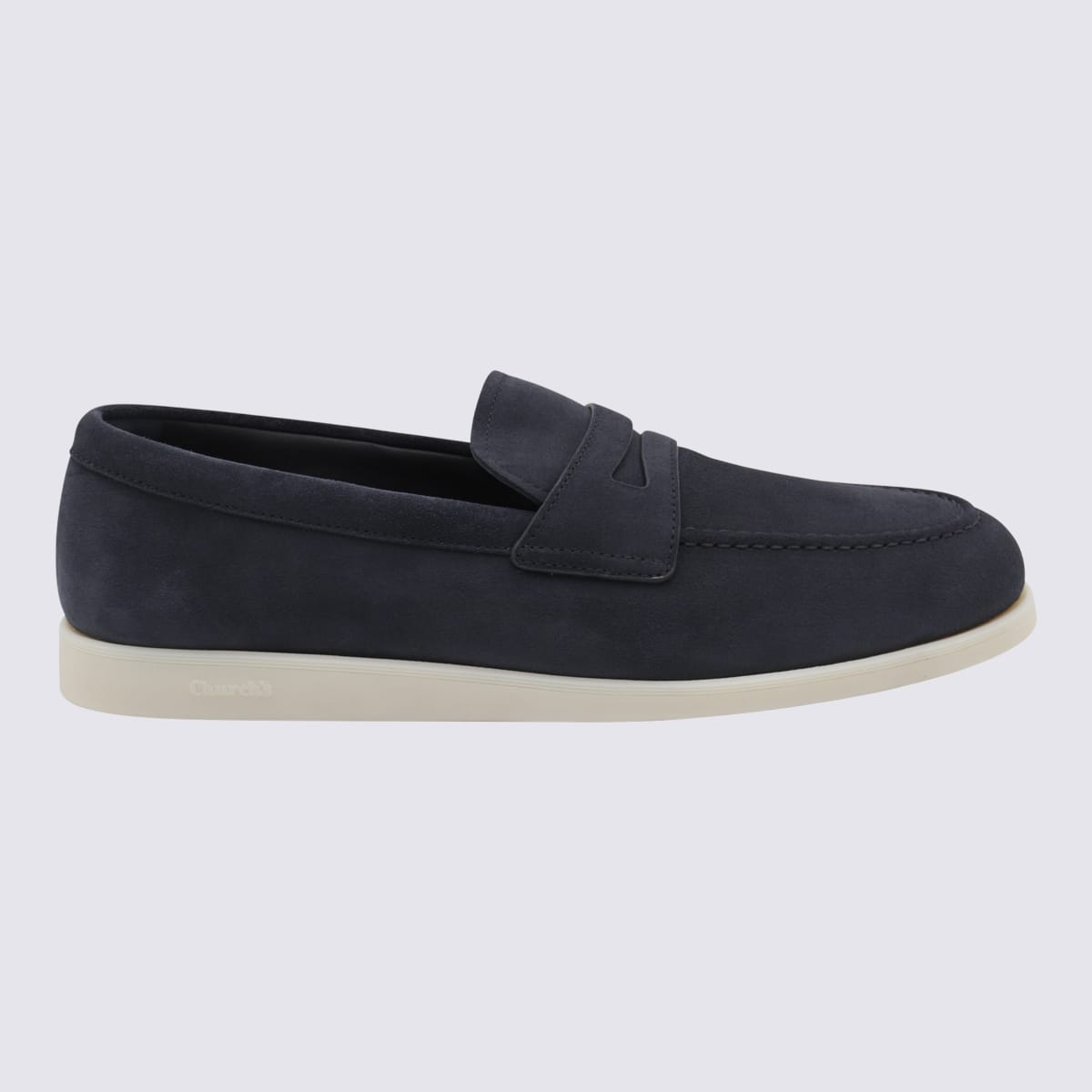 Navy Blue Suede Loafers