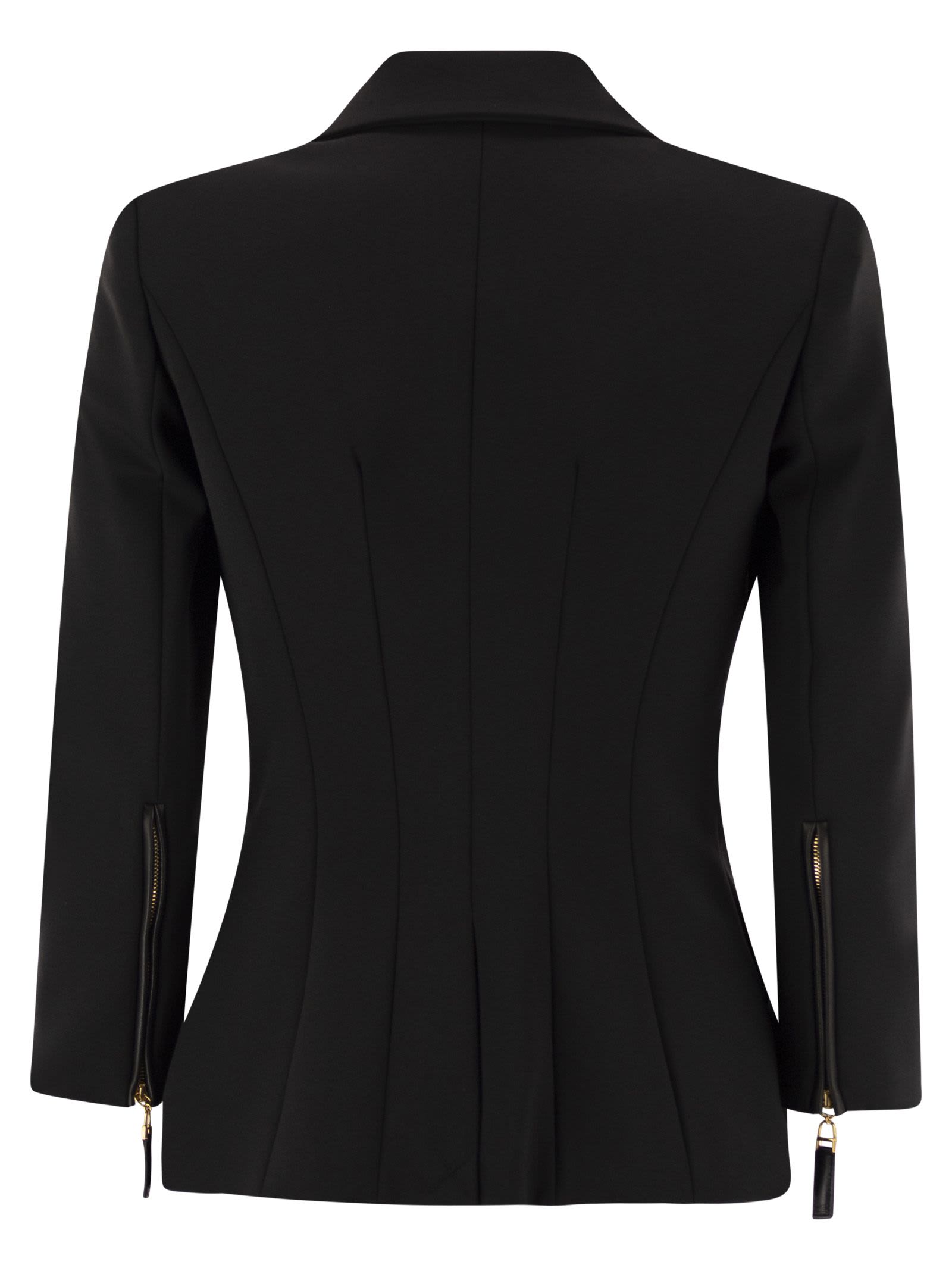 Elisabetta Franchi Fitted Blazer With Logoed Buttons In Black