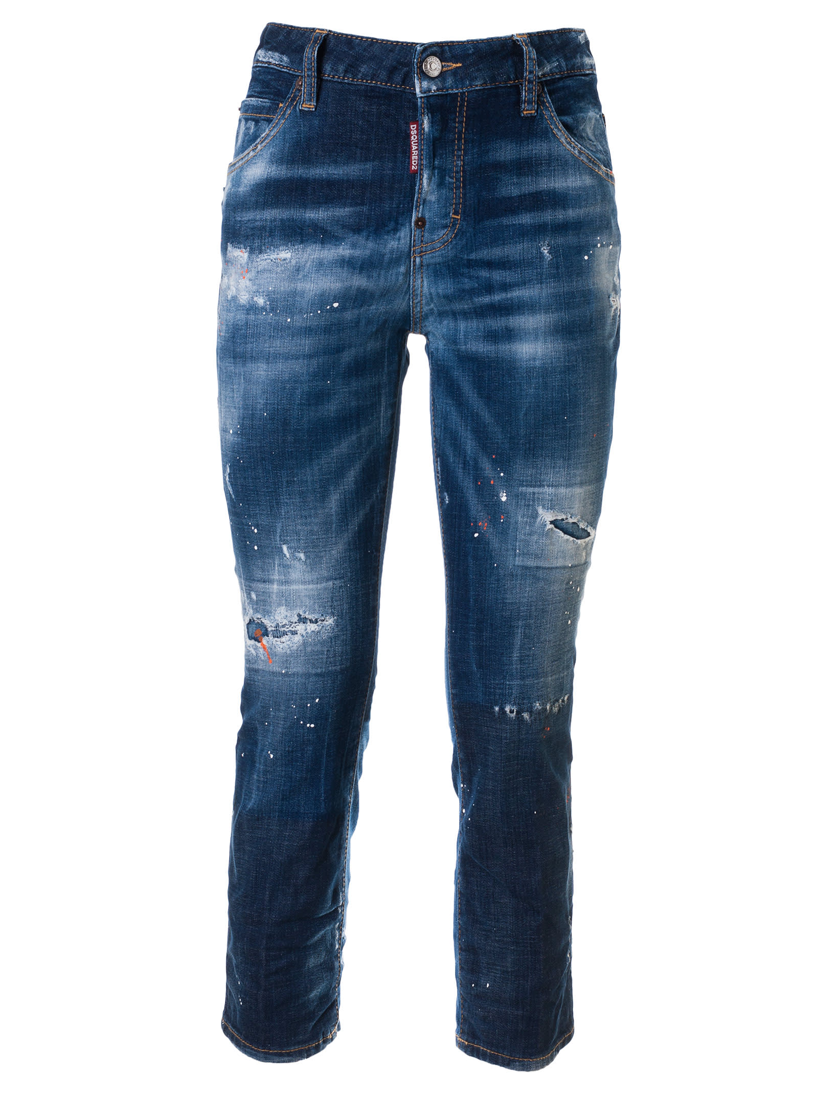 DSQUARED2 DISTRESSED CROPPED JEANS,11211622