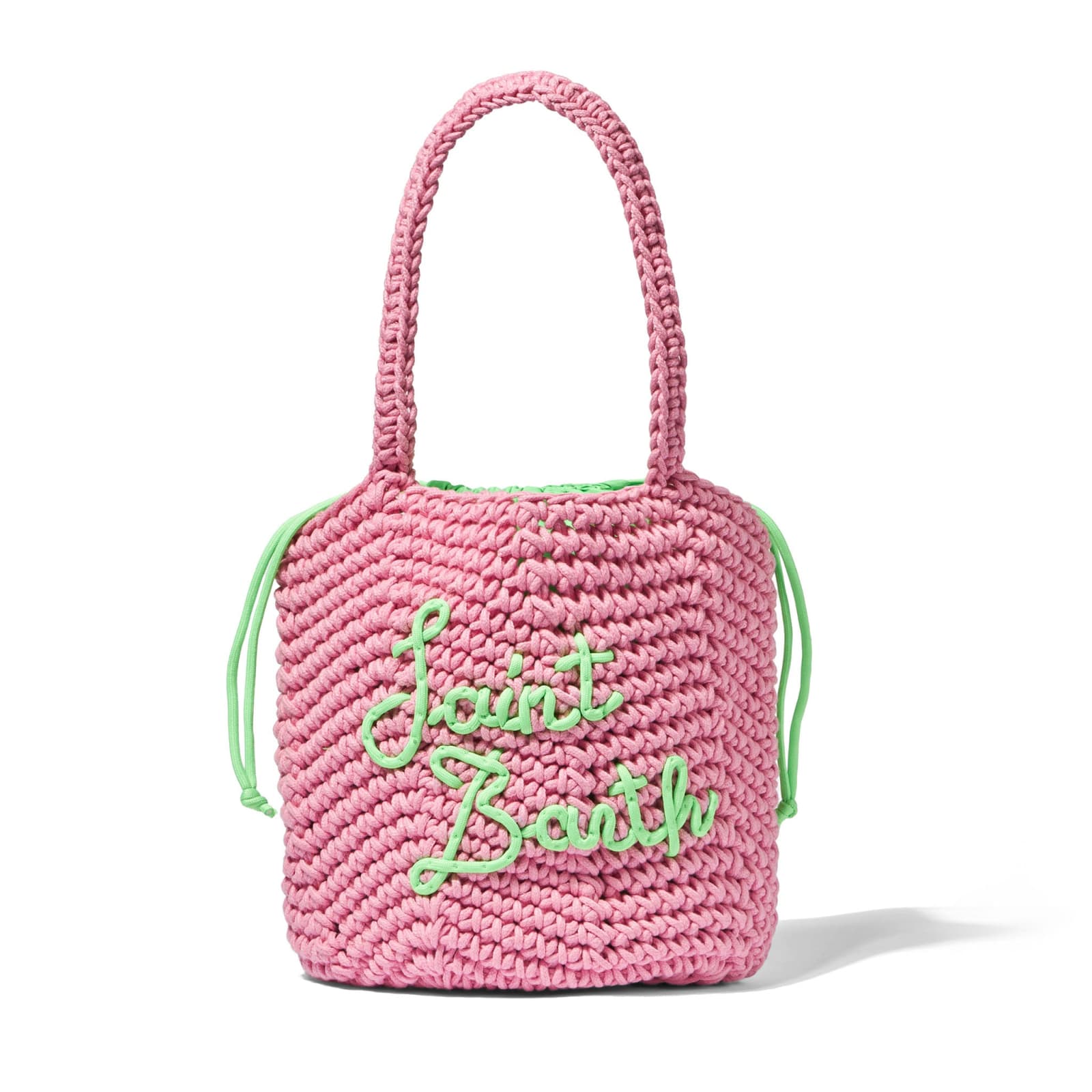 Mc2 Saint Barth Rope Pink Crochet Shoulder Bag
