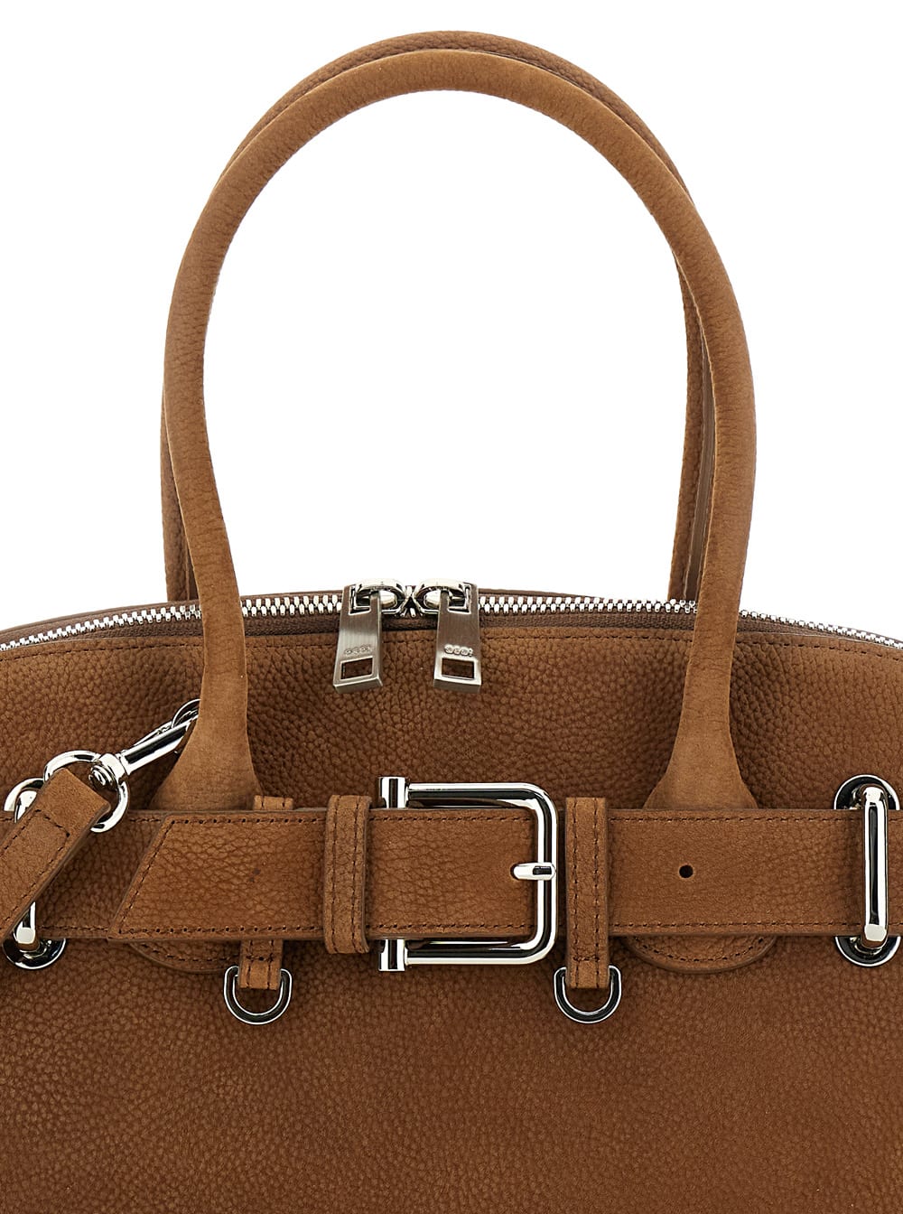 Osoi Zip Brocle Brown Handbag With Belt With Metal Buckle And Top Shoulder Strap In Leather Woman In Brown