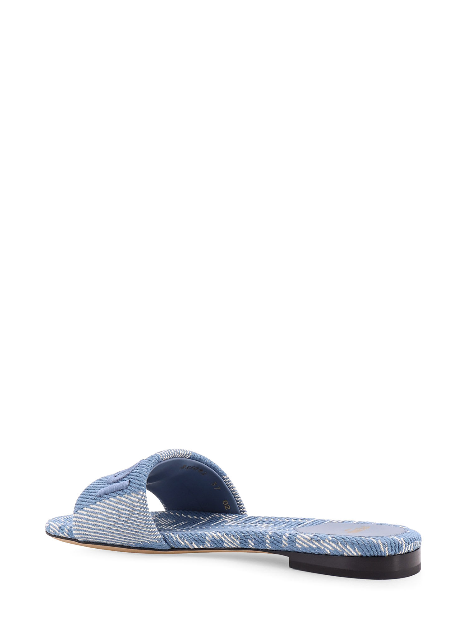 Fendi Logo-embroidered Slides In Blue