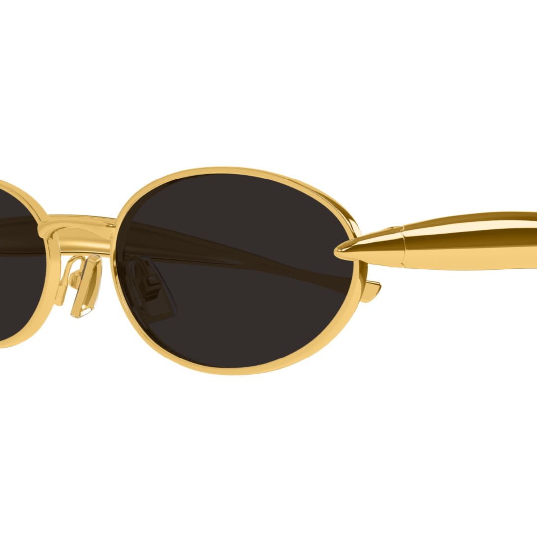 Bottega Veneta Bv1386s Sardine Linea Signature Icons 001 Gold Grey Sunglasses In Black
