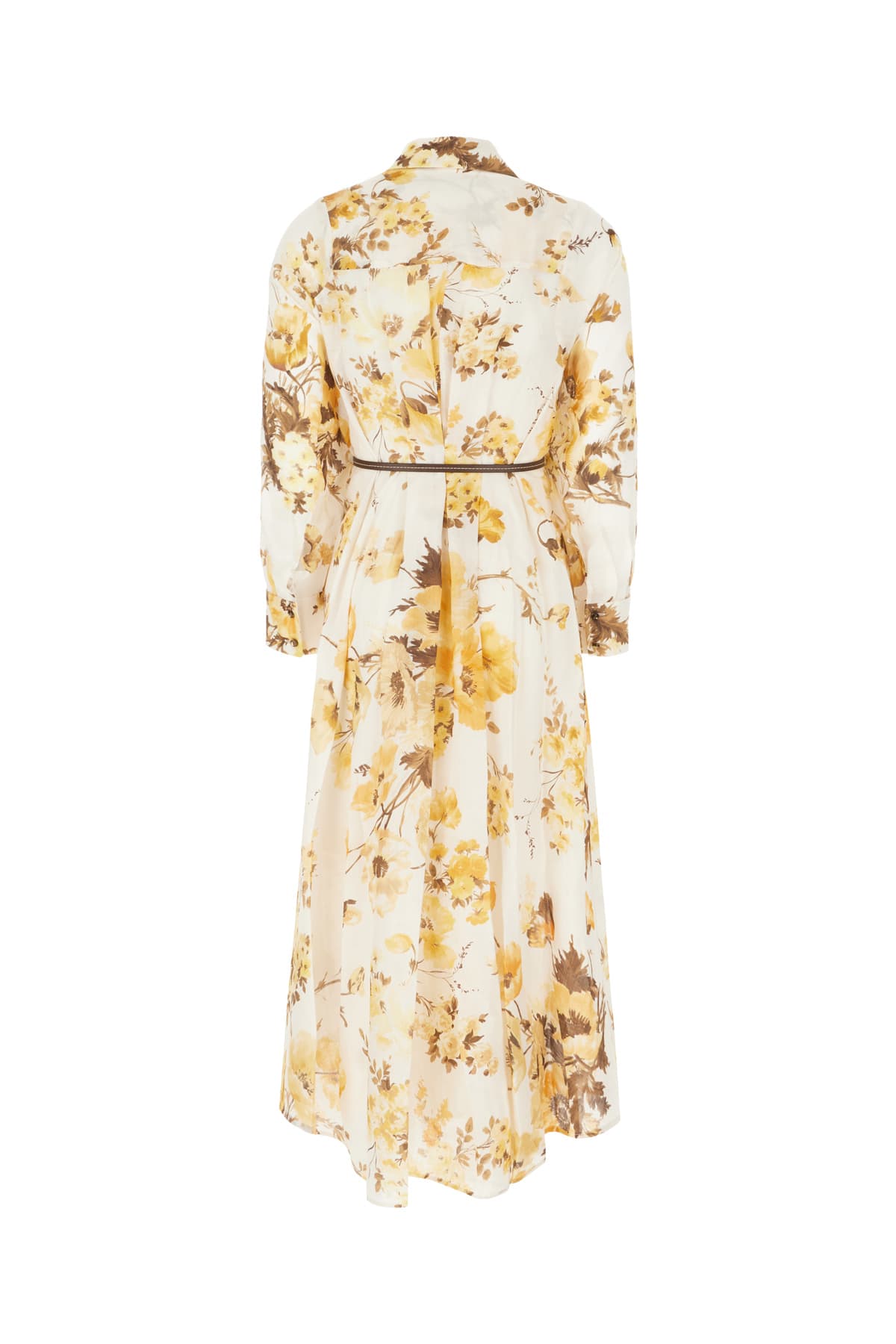 Shop Zimmermann Printed Ramie Shirt Dress In Orange Floral