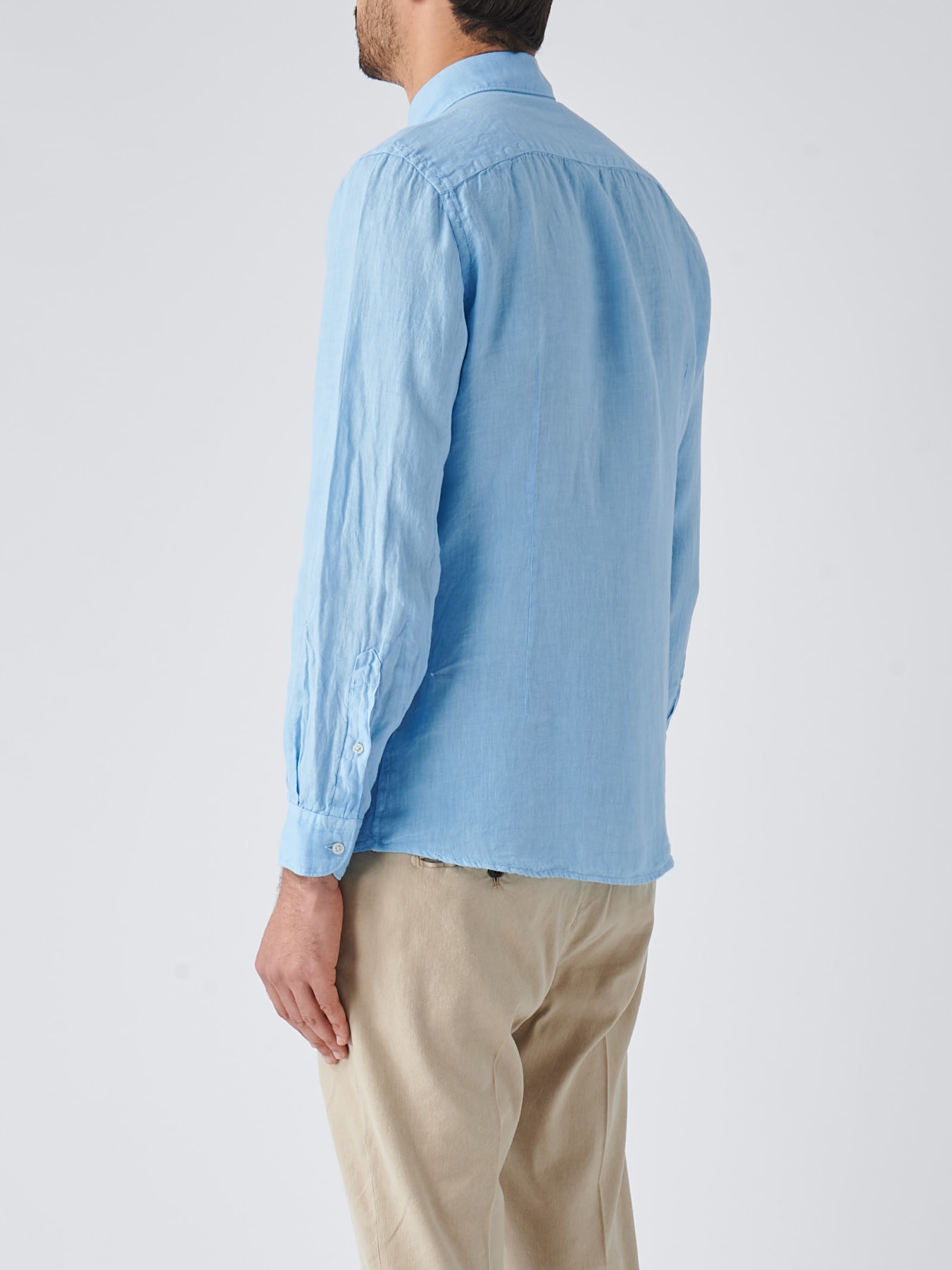 Shop Fay Camicia Collo Francese Tinto Capo Shirt In Azzurro