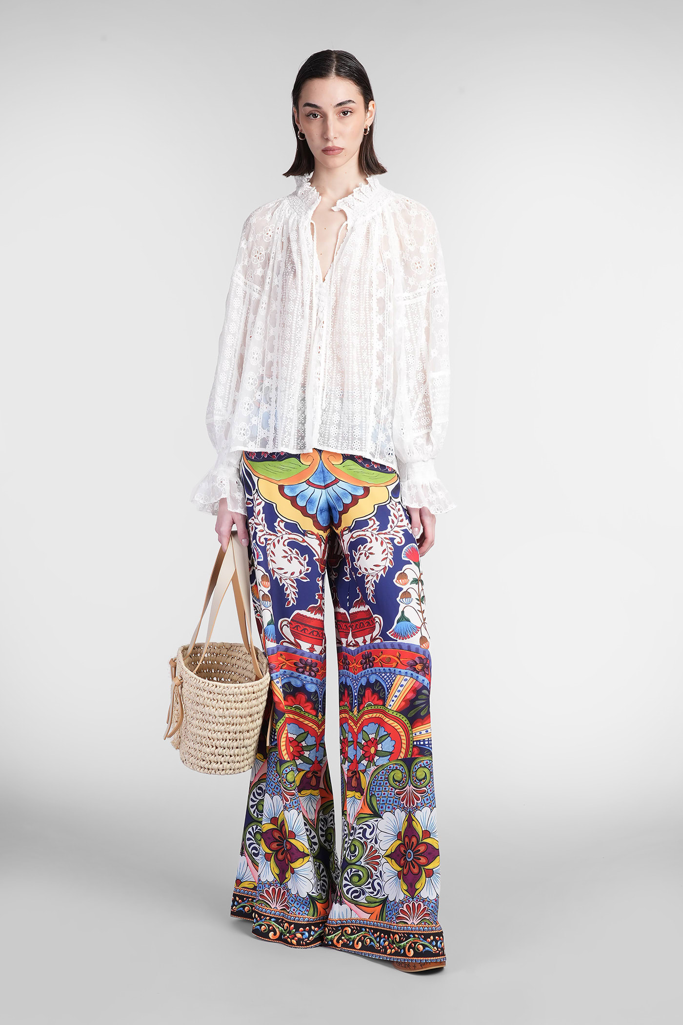 Alice And Olivia Athena Clean Wide Leg Pants On The Road In Multi