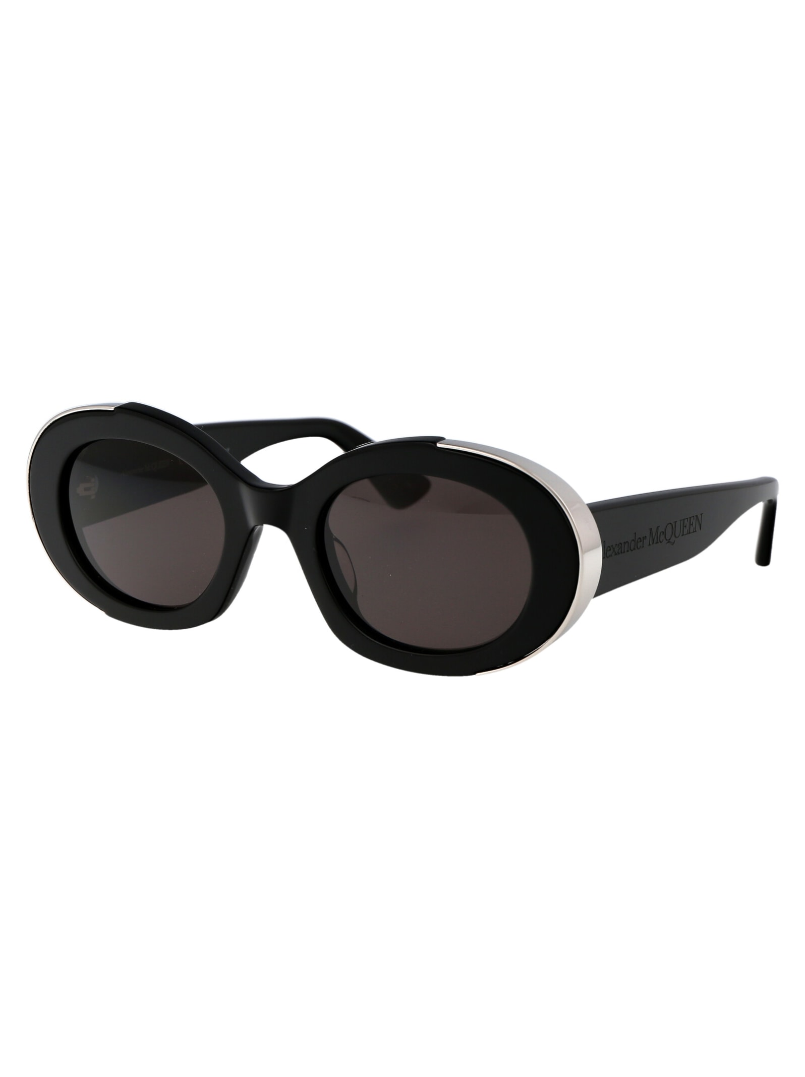 Shop Alexander Mcqueen Am0445s Sunglasses In 001 Black Black Grey