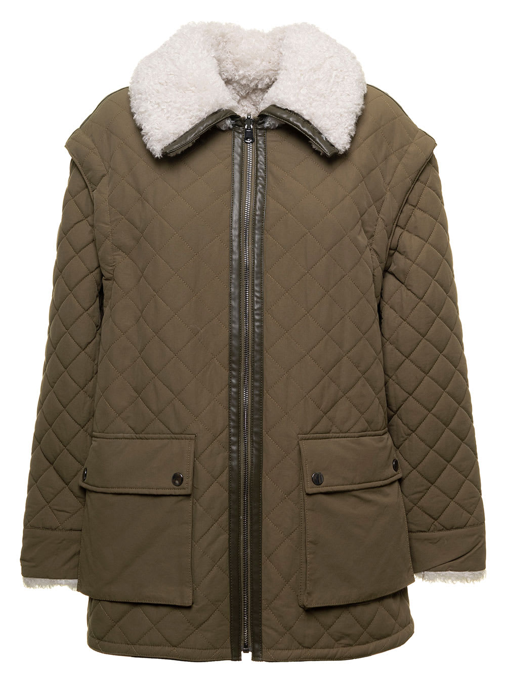 URBANCODE DOVE GRAY REVERSIBLE QUILTED PUFFER JACKET WOMAN URBANCODE