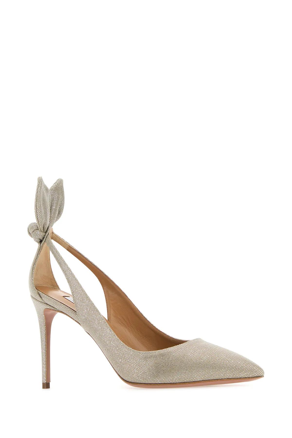 Shop Aquazzura Two-tone Fabric Bow Tie Pump 85 Pumps In .