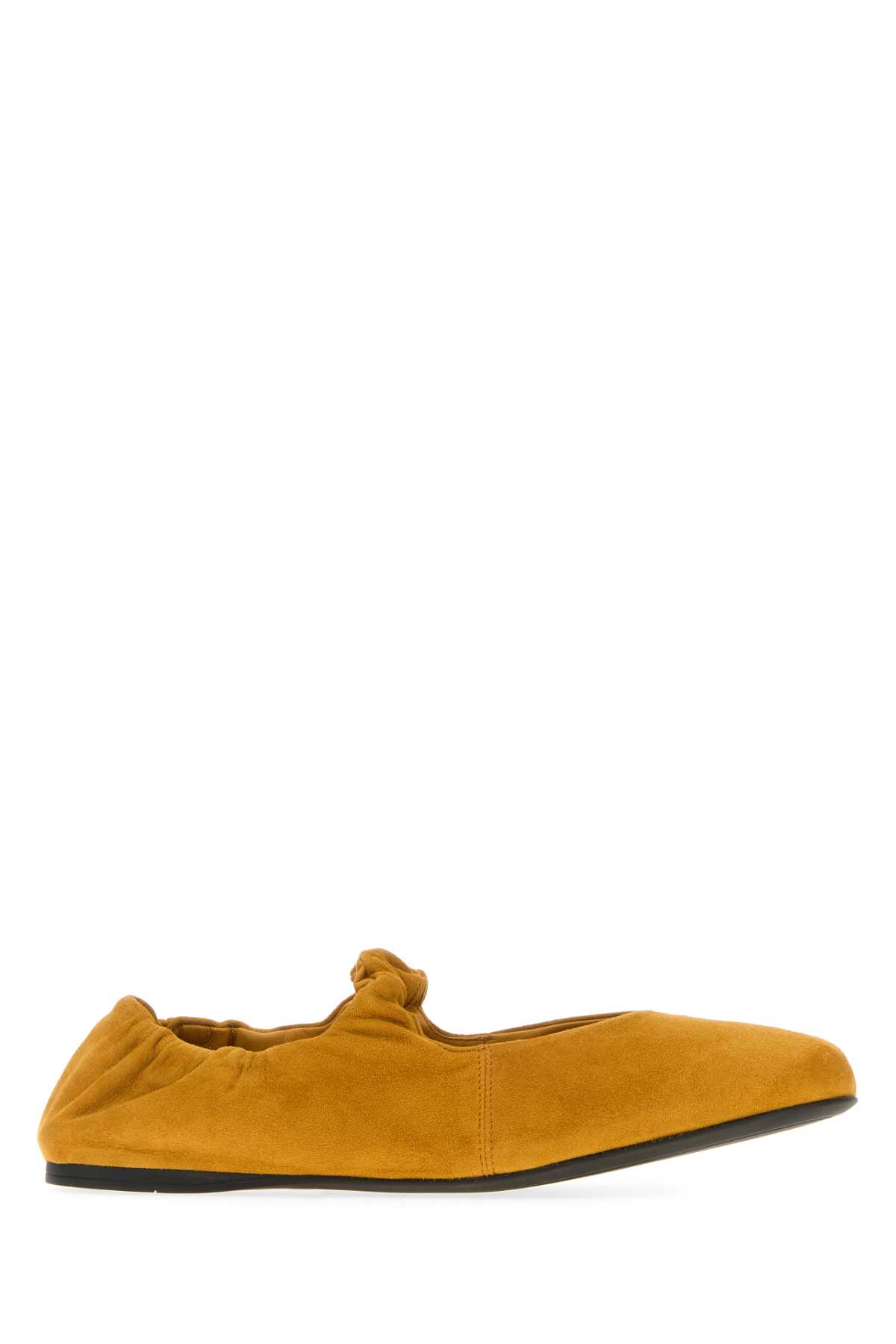 Miu Miu Mustard Suede Ballerinas In Brown