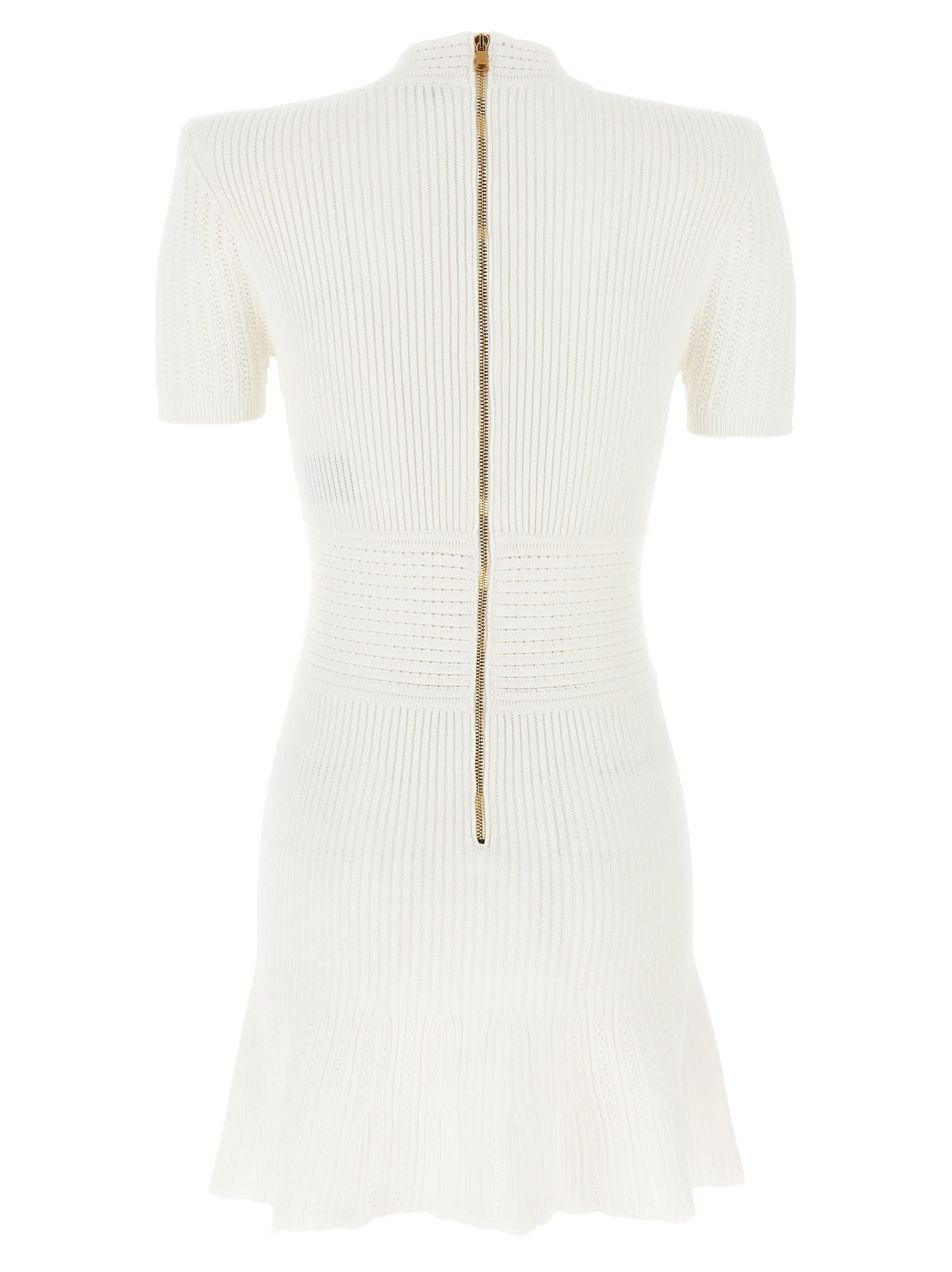 Shop Balmain Logo Button Dress In White