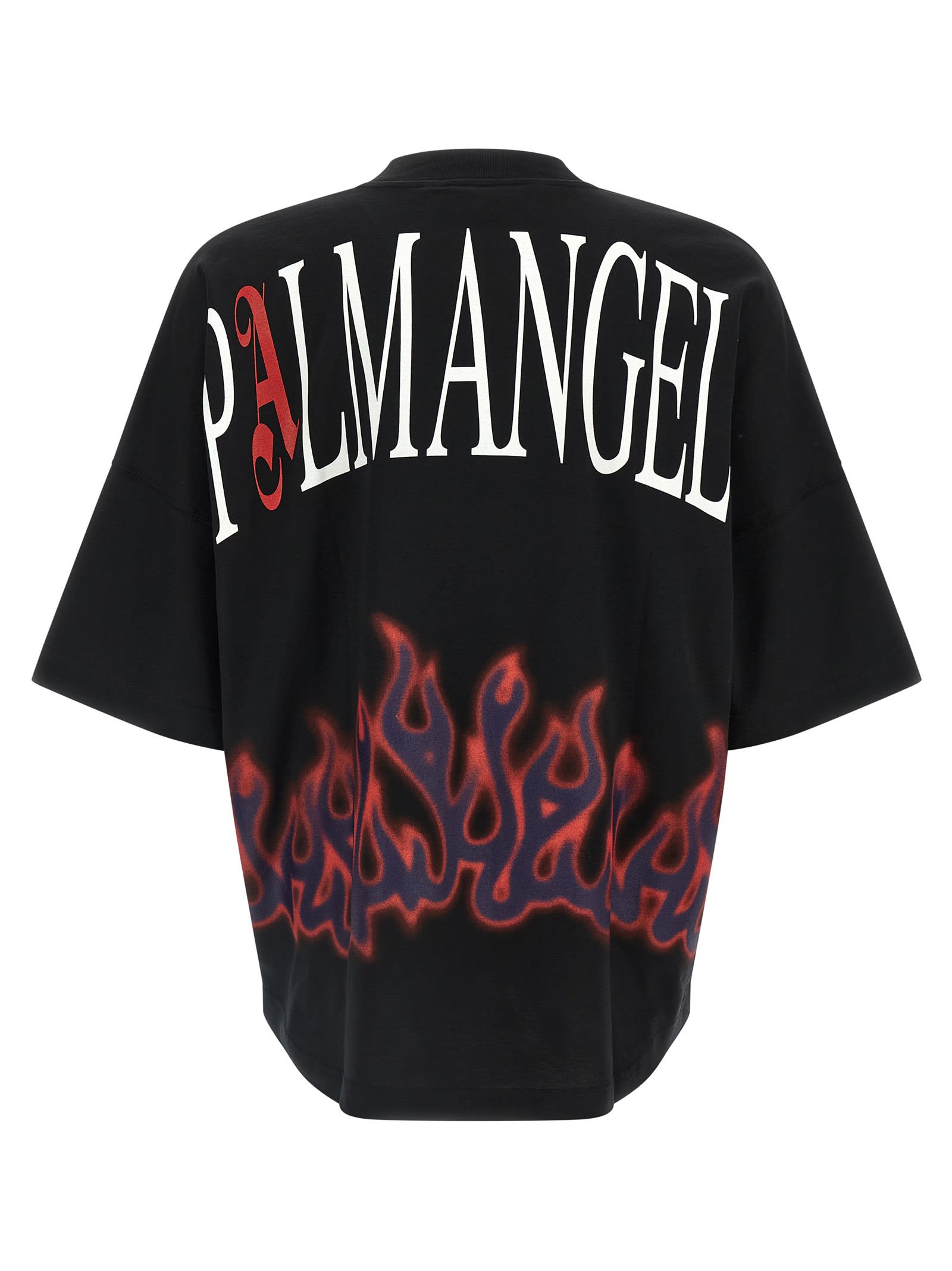 Palm Angels Flames Over T-shirt In Black