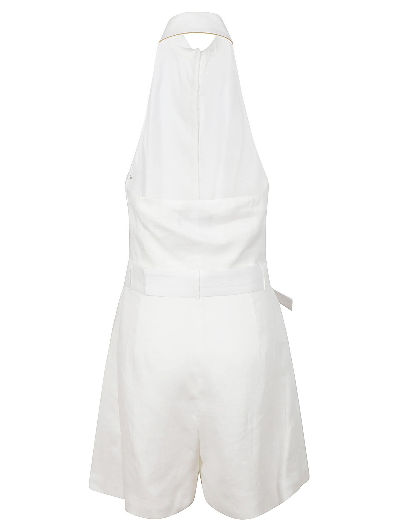 Mvp Wardrobe Halter-neck Belted Jumpsuit In White