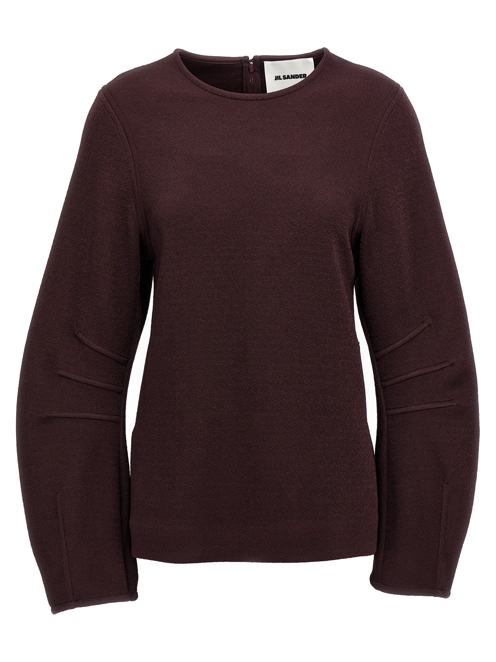 Shop Jil Sander Shiny Double Face Textured Sweater In Bordeaux