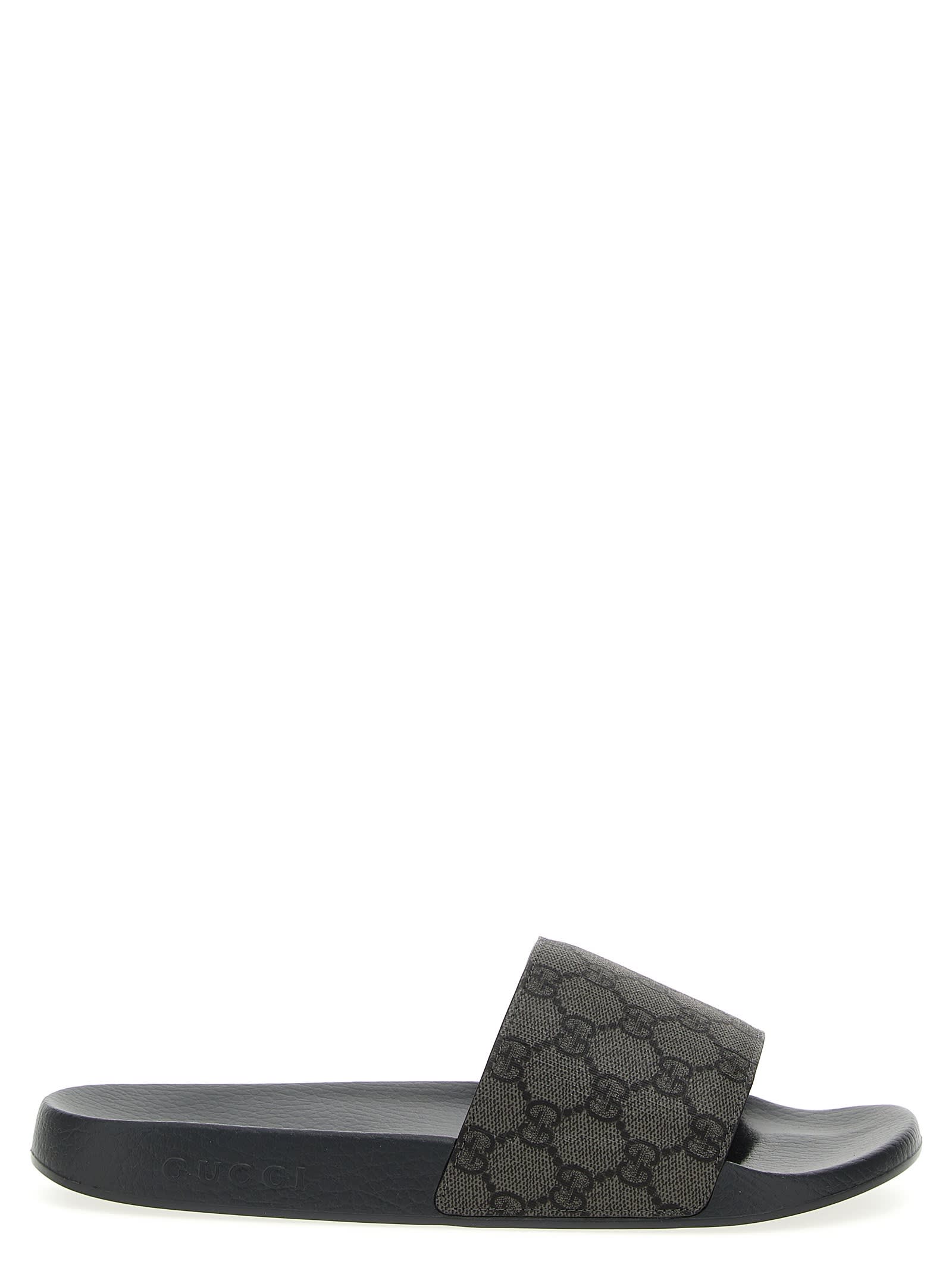 Shop Gucci Gg Supreme Slides In Gray