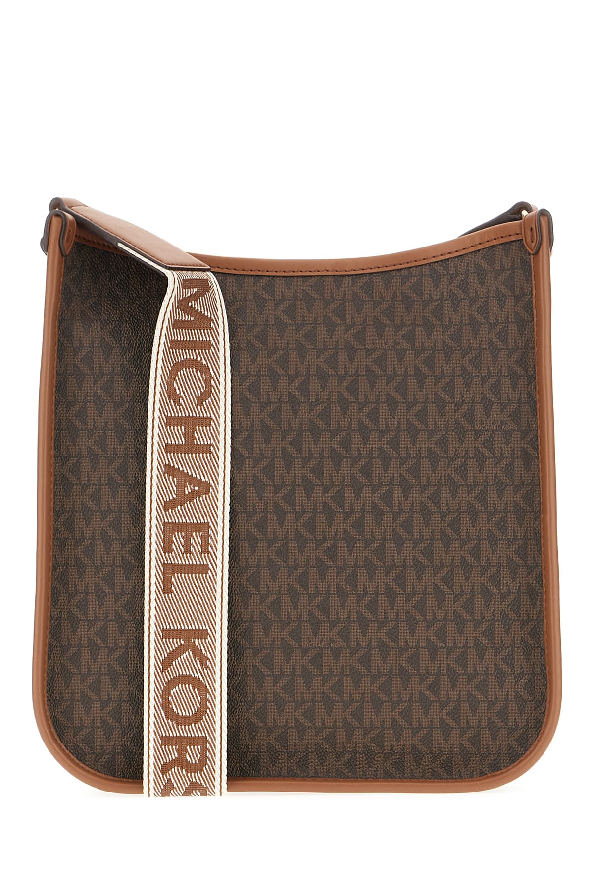 Shop Michael Kors Printed Leather Raven Crossbody Bag In Brnluggage