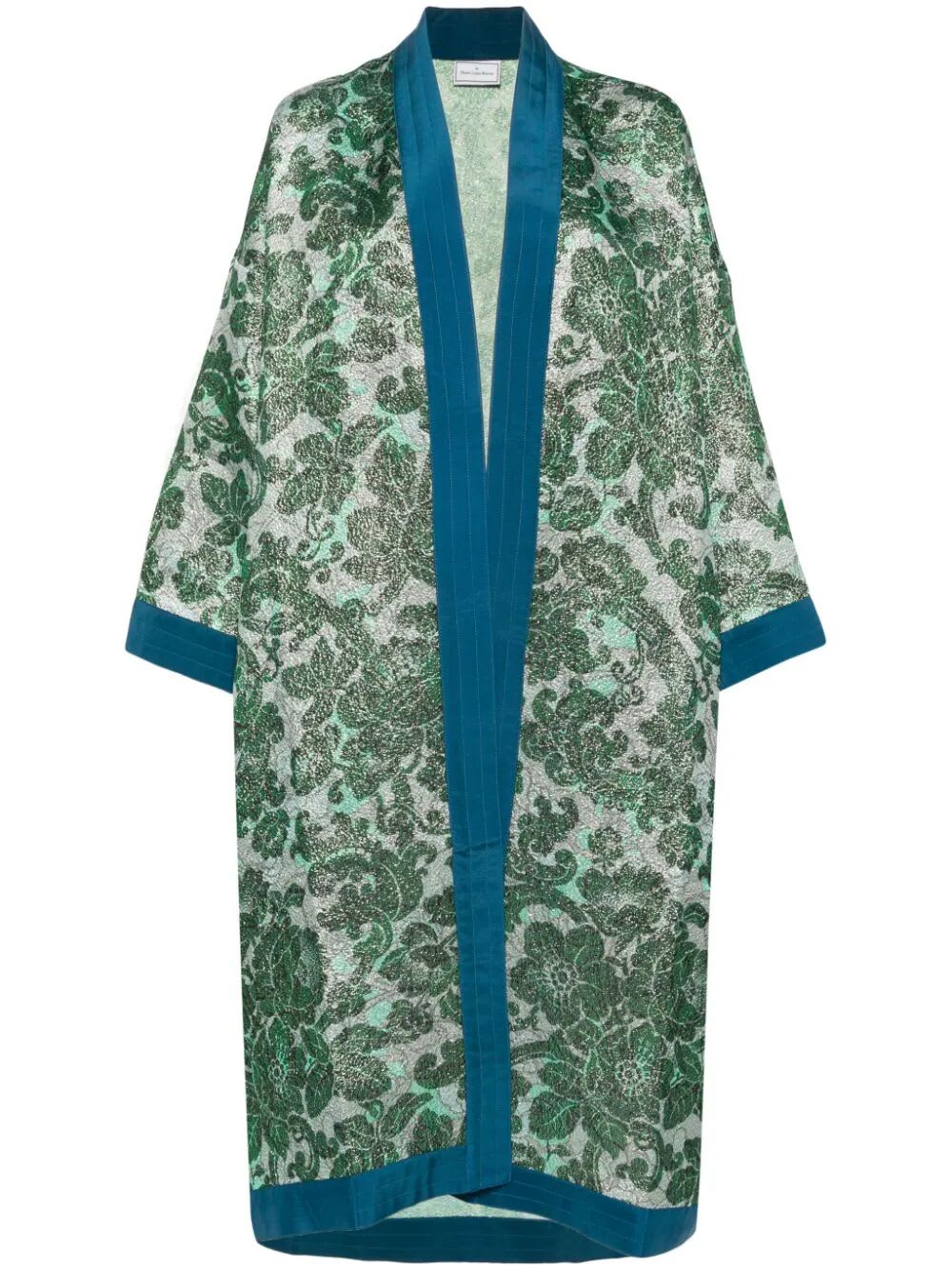 Shop Pierre-louis Mascia Printed Kimono With Contrast Hems In Multi