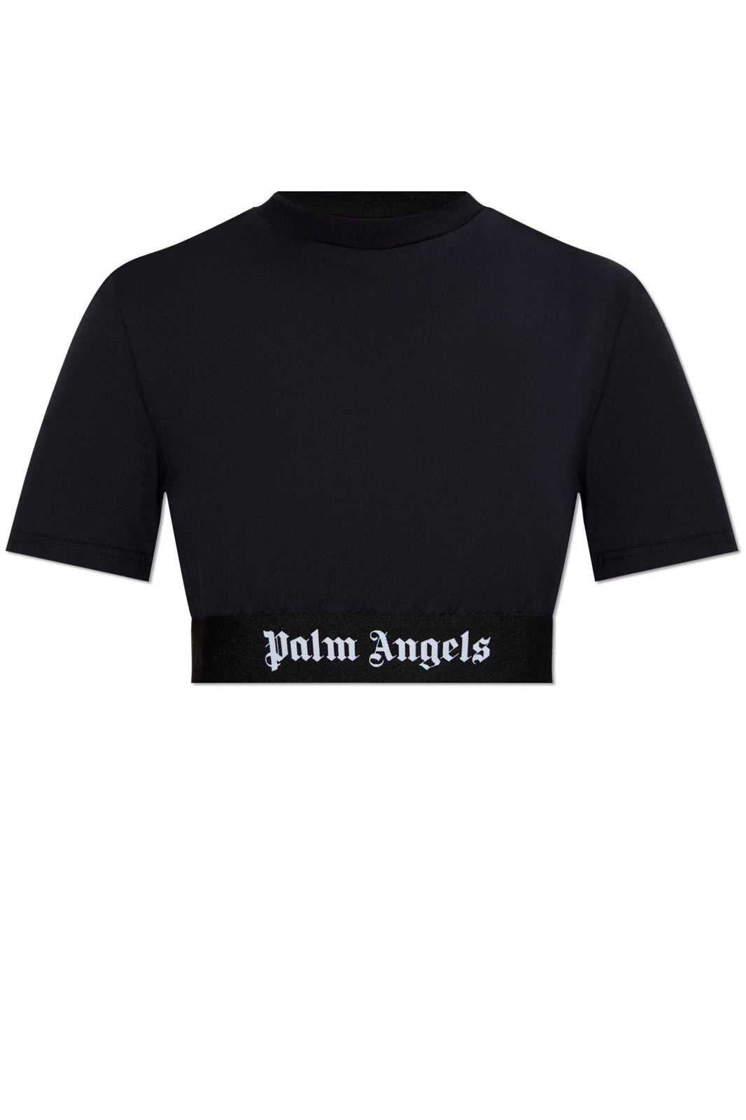 Shop Palm Angels Logo Tape Cropped Top In Black