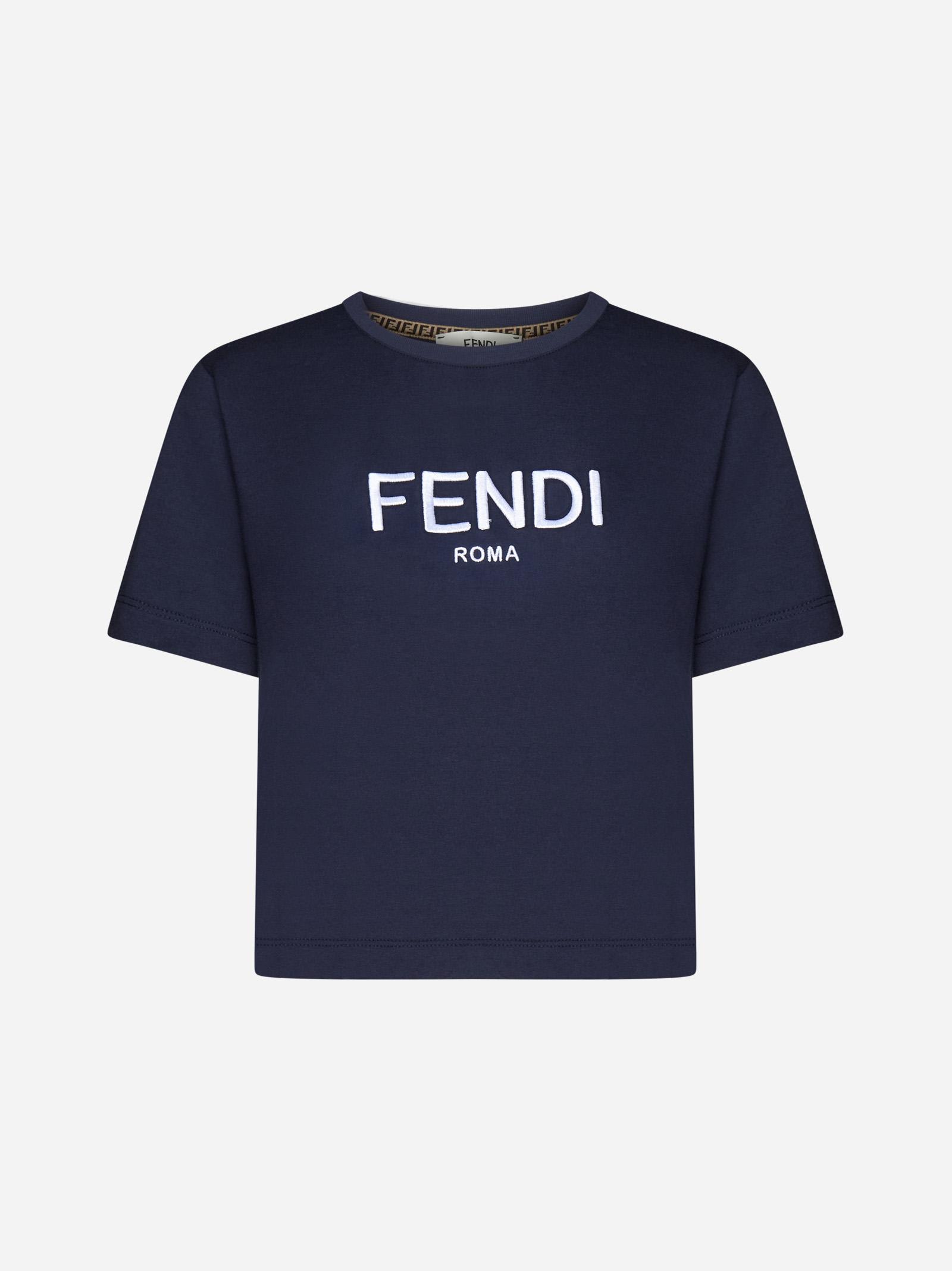 Fendi Logo Cotton Cropped T-shirt