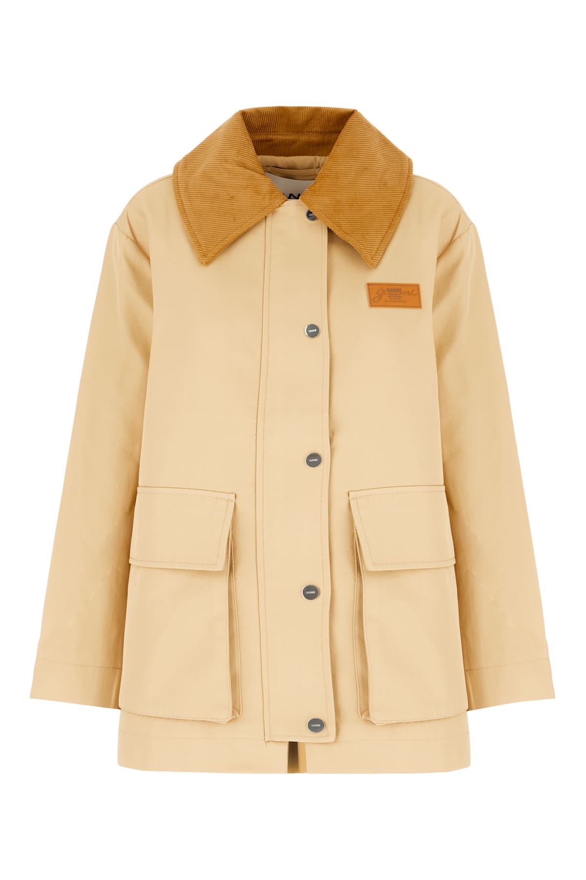 Ganni Beige Recycled Polyester Jacket In Neutral