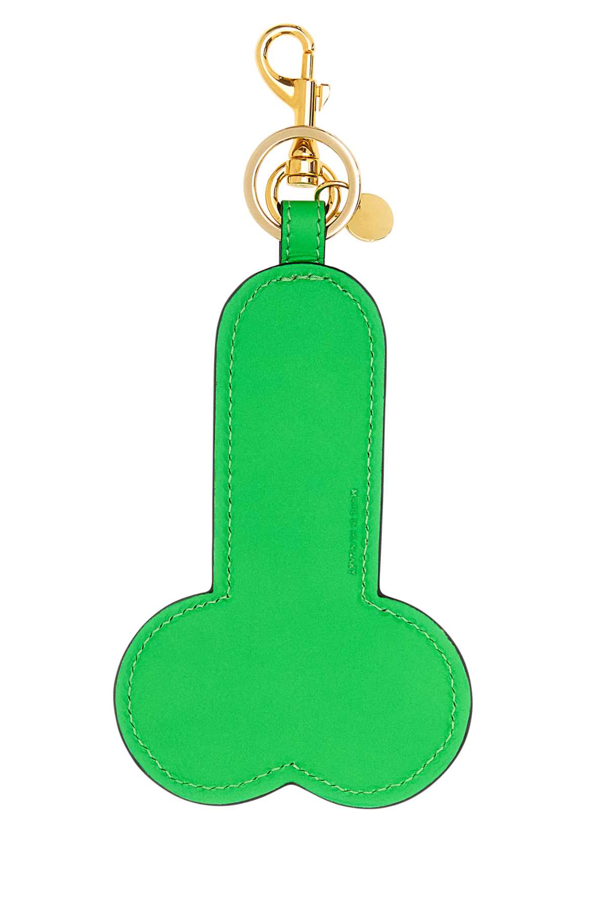 Jw Anderson Fluo Green Leather Key Ring In Neongreen