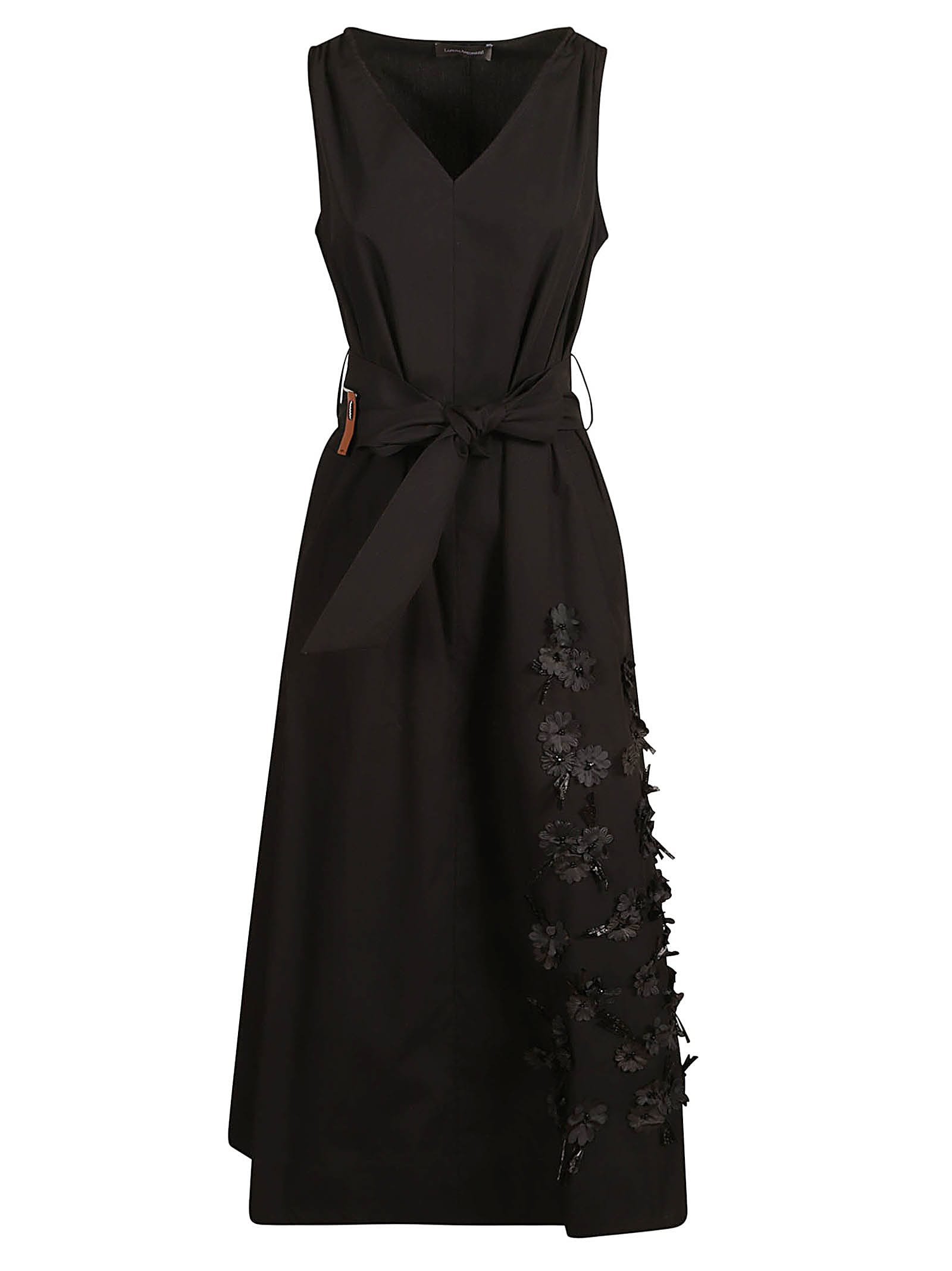 Shop Lorena Antoniazzi Floral Sleeveless Dress In Black