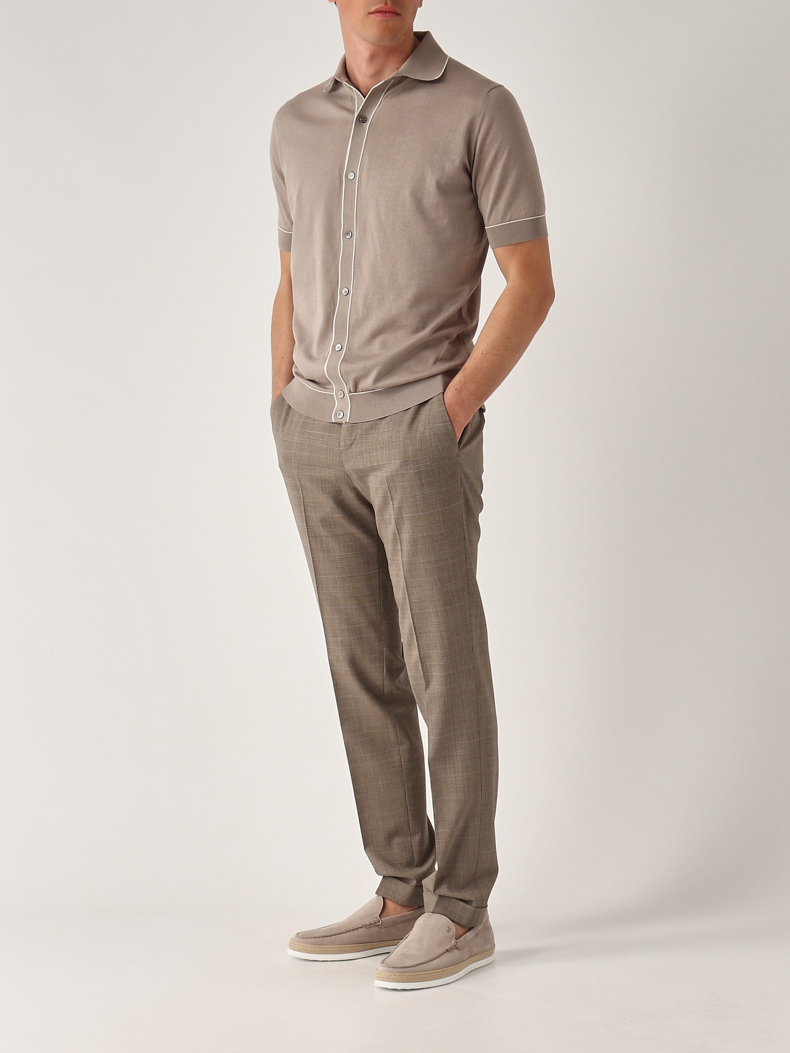Pt Torino Pleated Check Trousers In Brown
