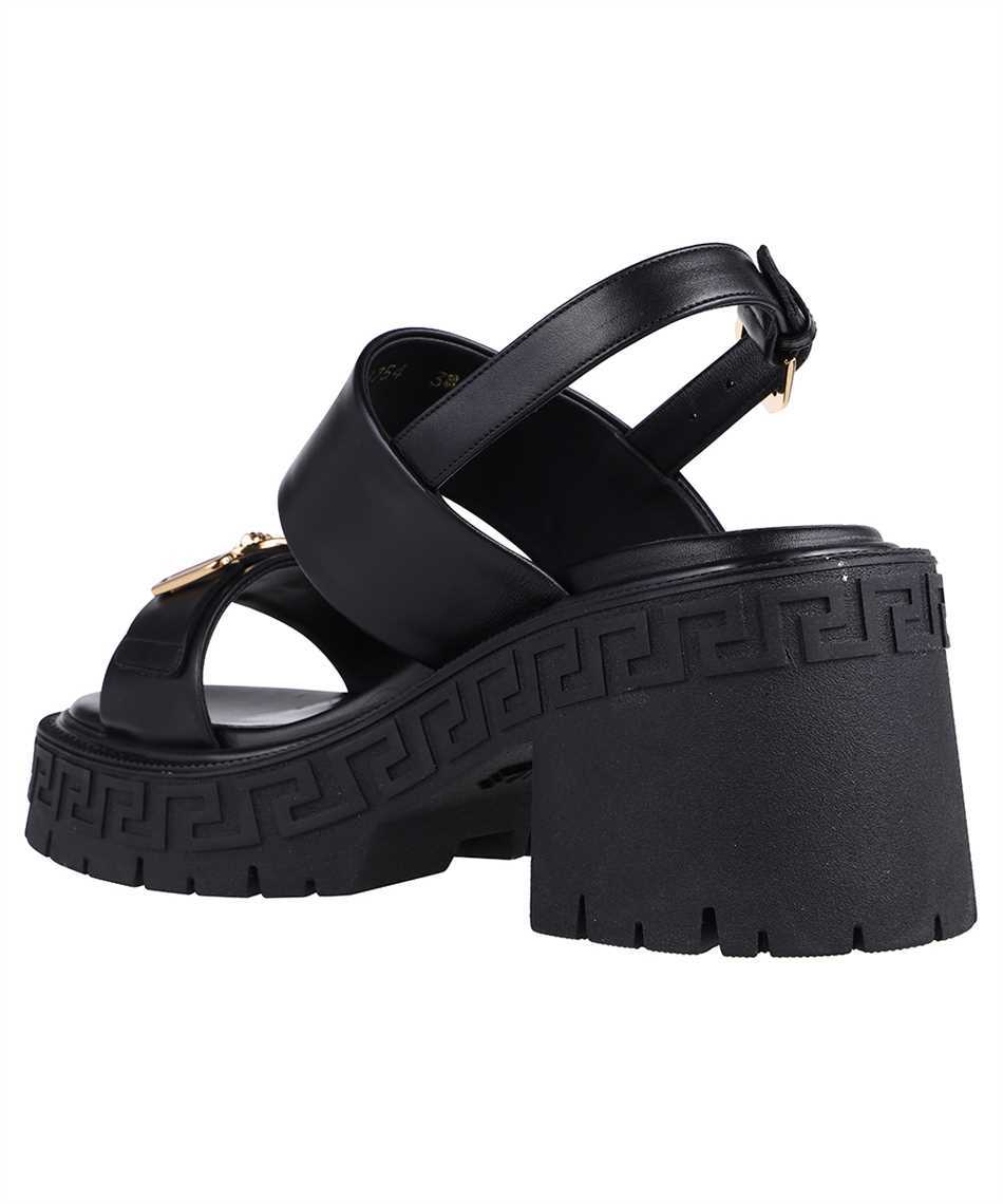 Versace Logo Detail Leather Sandals In Black