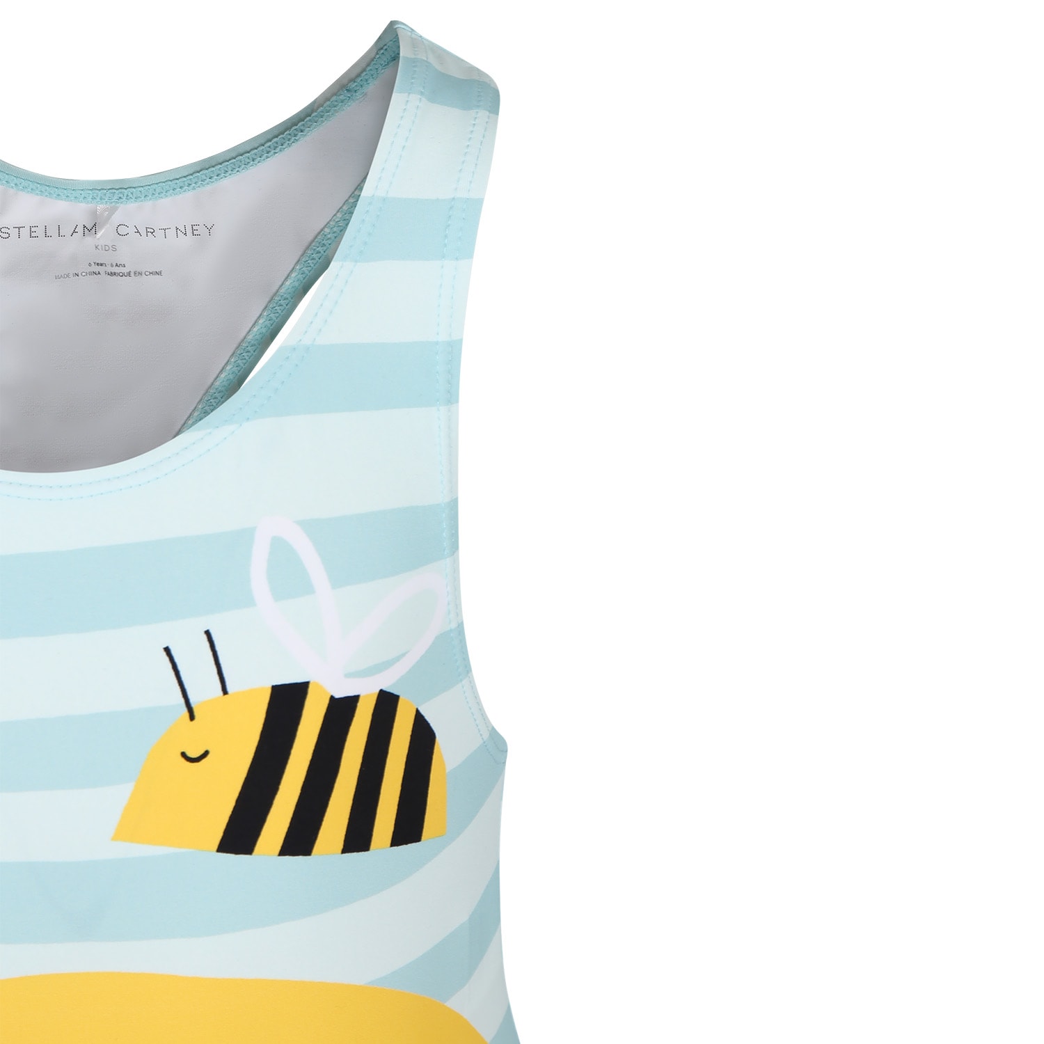Shop Stella Mccartney Light Blue Swimsuit For Girl With Bees In Multicolor
