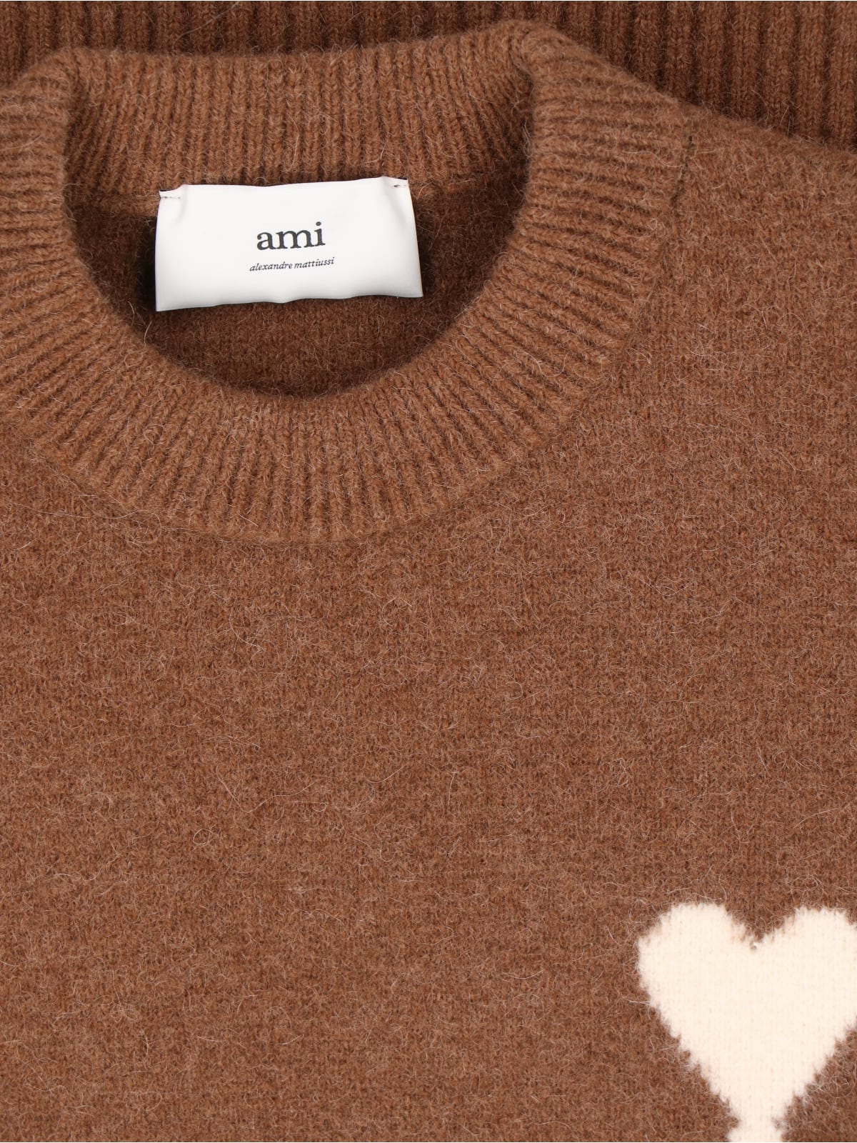 Ami Alexandre Mattiussi Ami Brown Stretch Alpaca Blend Sweater In Brown
