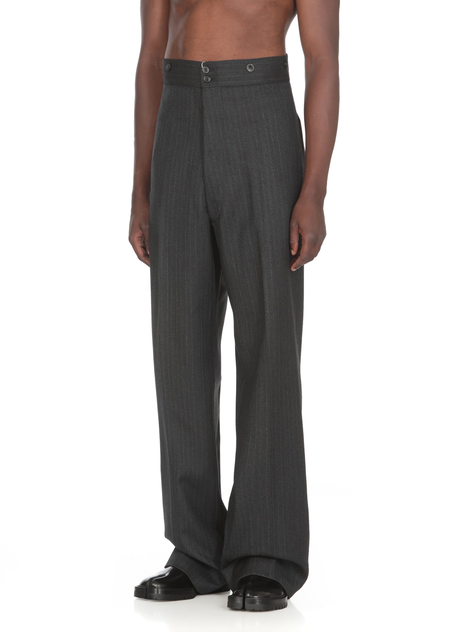 Shop Maison Margiela Wool Trousers In Grey