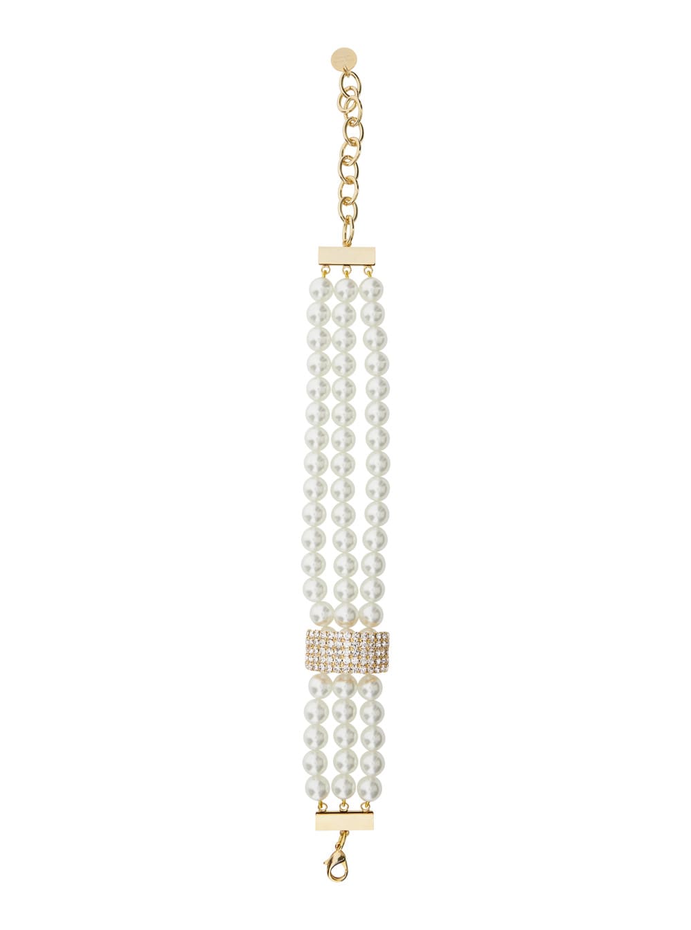 susy Metal-colored Necklace With All-over Glass Pearls And Adjustable Clasp In Brass Woman